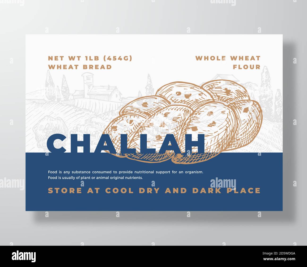 Challah Bread Label Template. Abstract Vector Packaging Design Layout