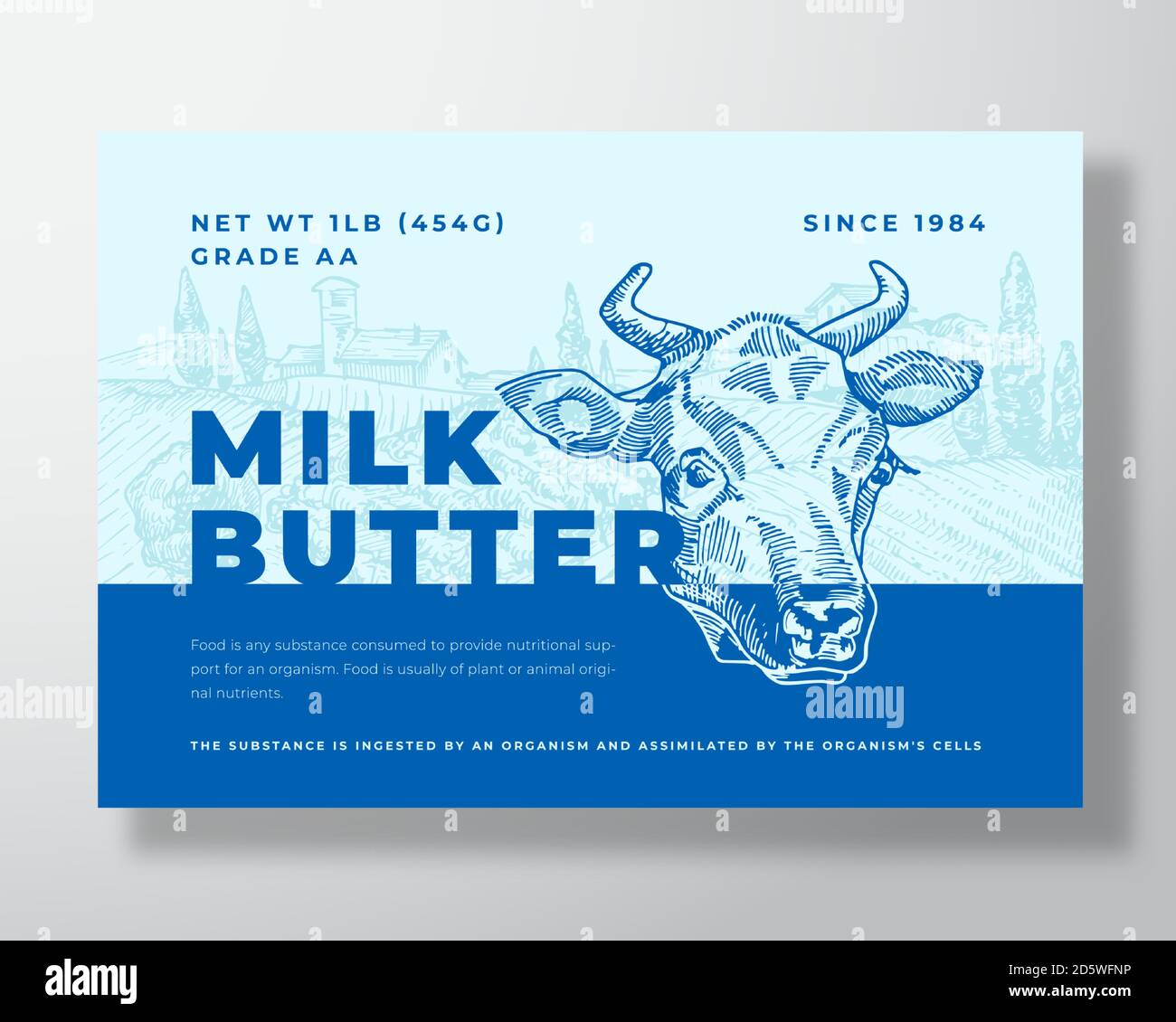 Milk Butter Dairy Food Label Template. Abstract Vector Packaging Design