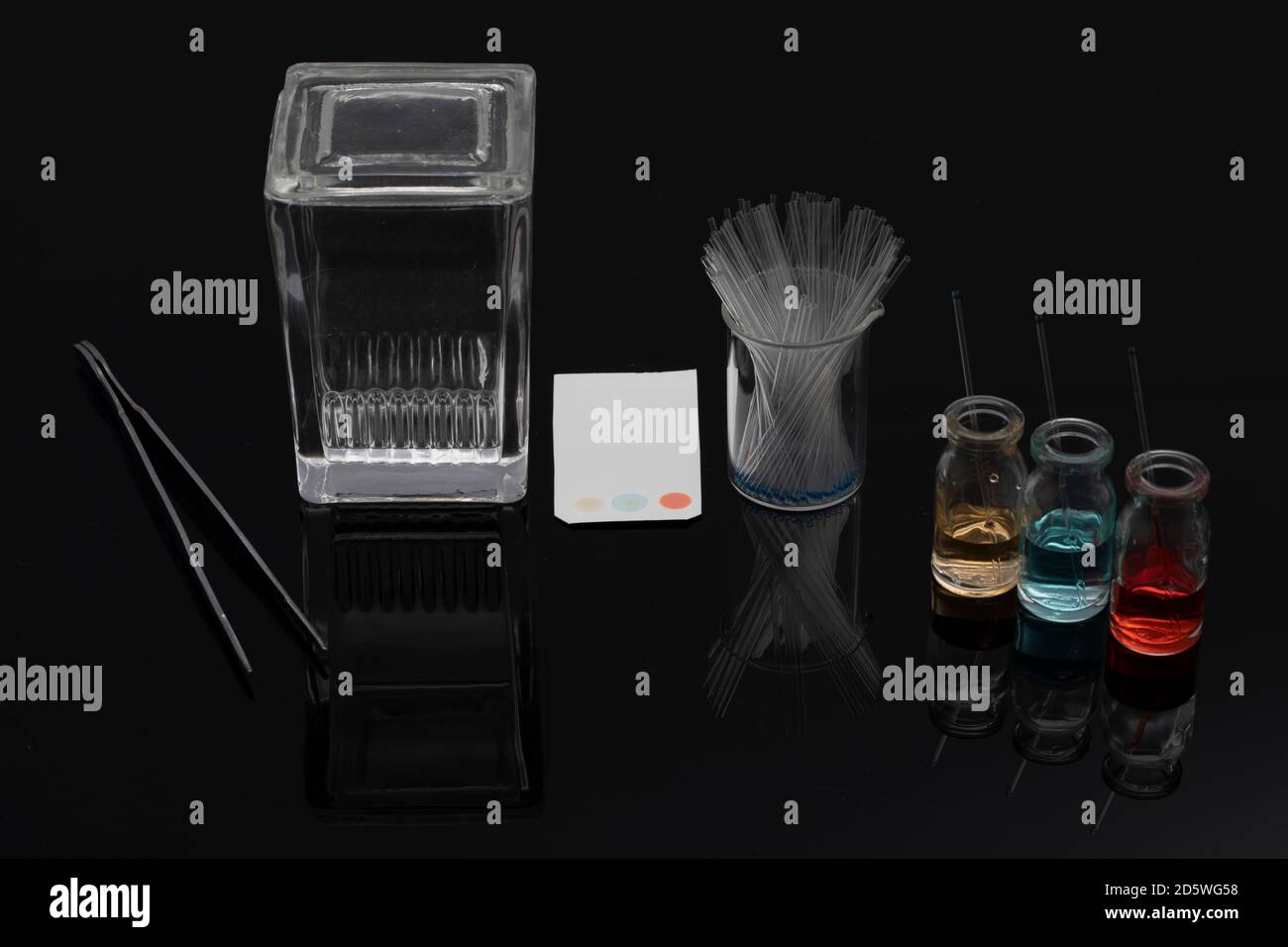 Thin layer chromatography equipments include jar, silica gel, capillary