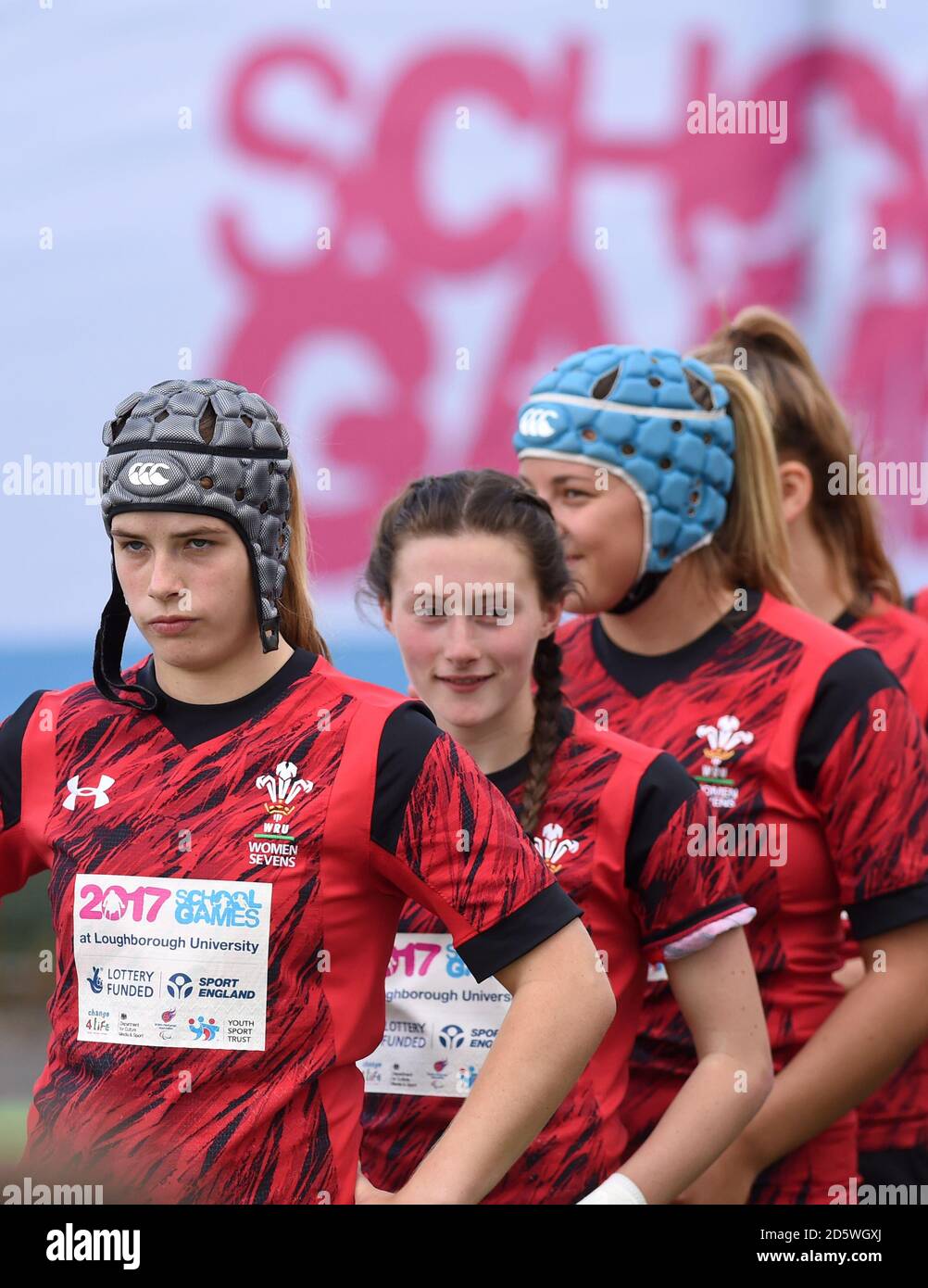 Wales team line up during the Rugby 7's Competition during the 2017 School Games Stock Photo