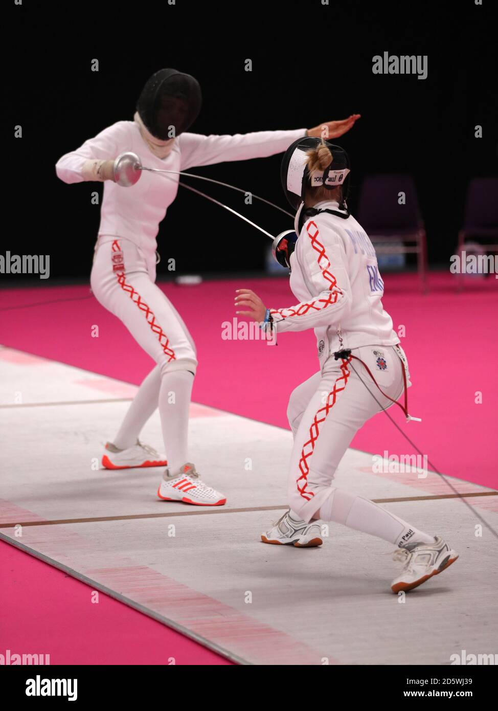 England's Laura Sheffield and England's Alexandra Powell compete in the