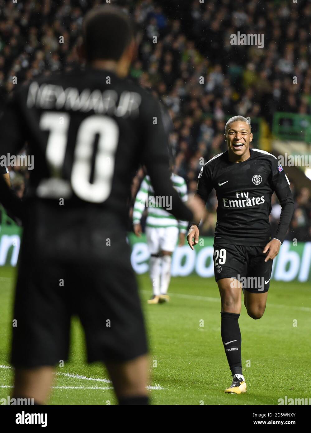 Paris Saint Germain S Kylian Mbappe Runs To Neymar To Celebrate After Scoring The Second Goal Stock Photo Alamy