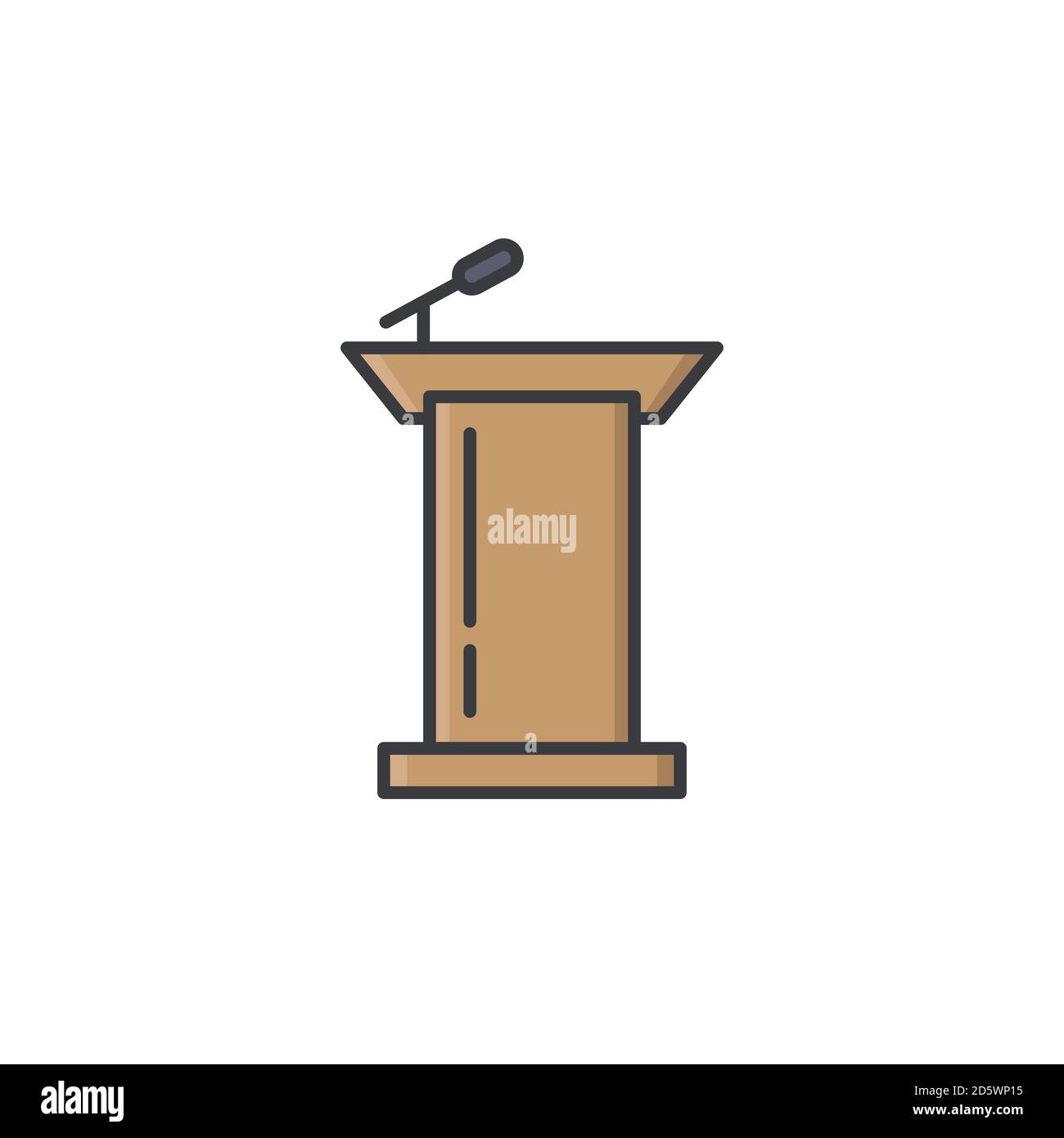 Podium with microphone vector icon symbol isolated on white background Stock Vector