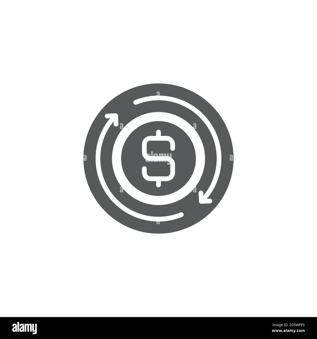 Refresh, exchange dollar vector icon symbol isolated on white background Stock Vector