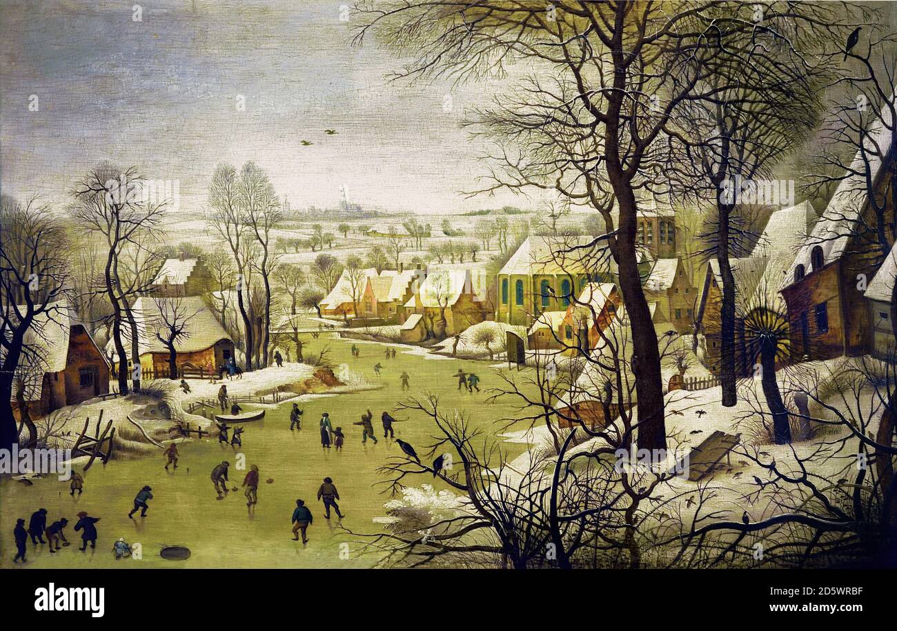 Winter Landscape with The Bird Trap 1631  Pieter Brueghel the Younger 1564 - 1638 Antwerp Flemish  Belgian Belgium Stock Photo
