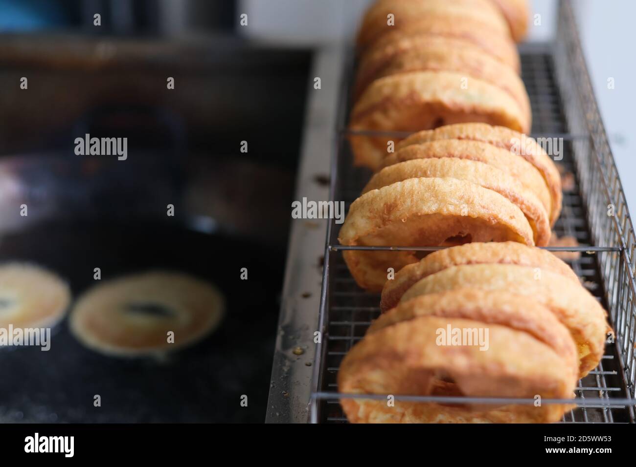 Close Up Chinese Doughnuts Also Called Salty Doughnut And Mianwo On Grill Famous Traditional Snack In Wuhan China Stock Photo Alamy
