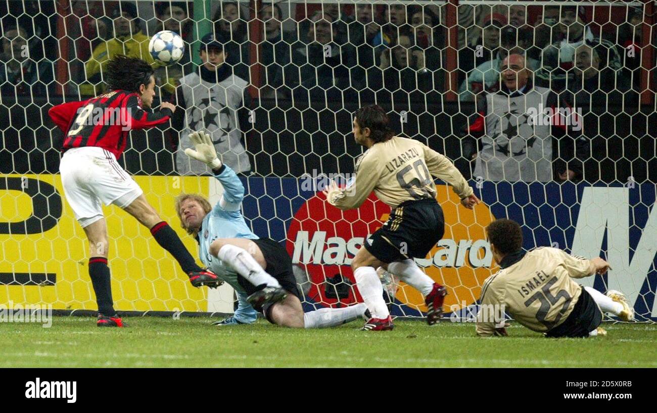 AC Milan's Filippo Inzaghi scores his second goal Stock Photo