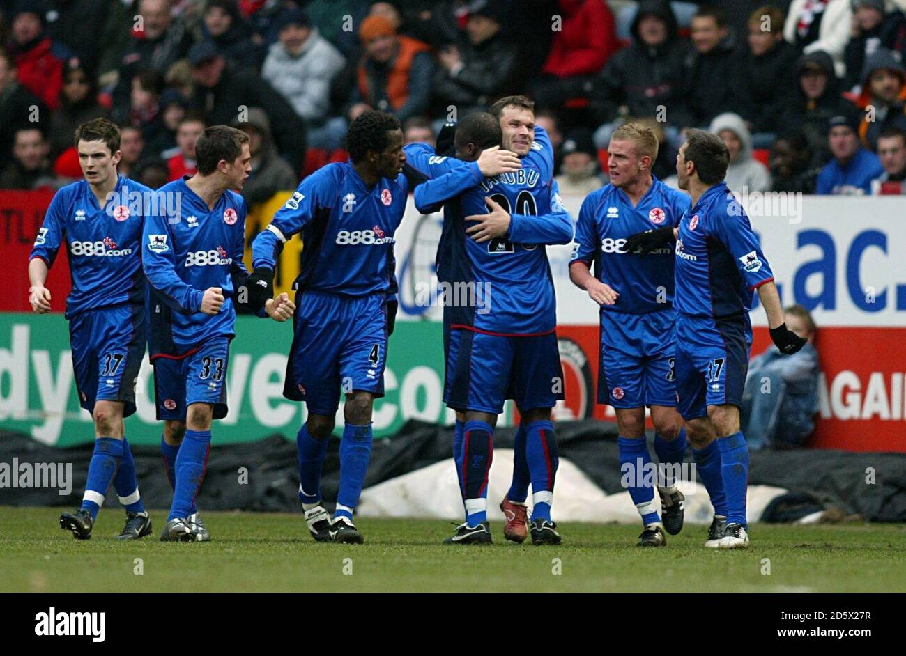 Middlesbrough's Mark  Viduka celebrates scoring the equalising goal Stock Photo
