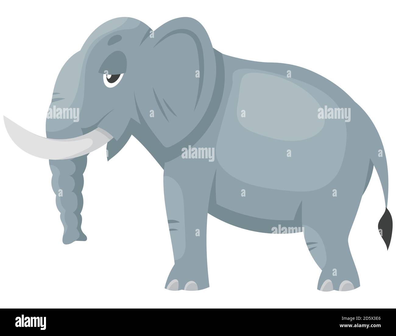 Standing elephant side view. African animal in cartoon style. Stock Vector