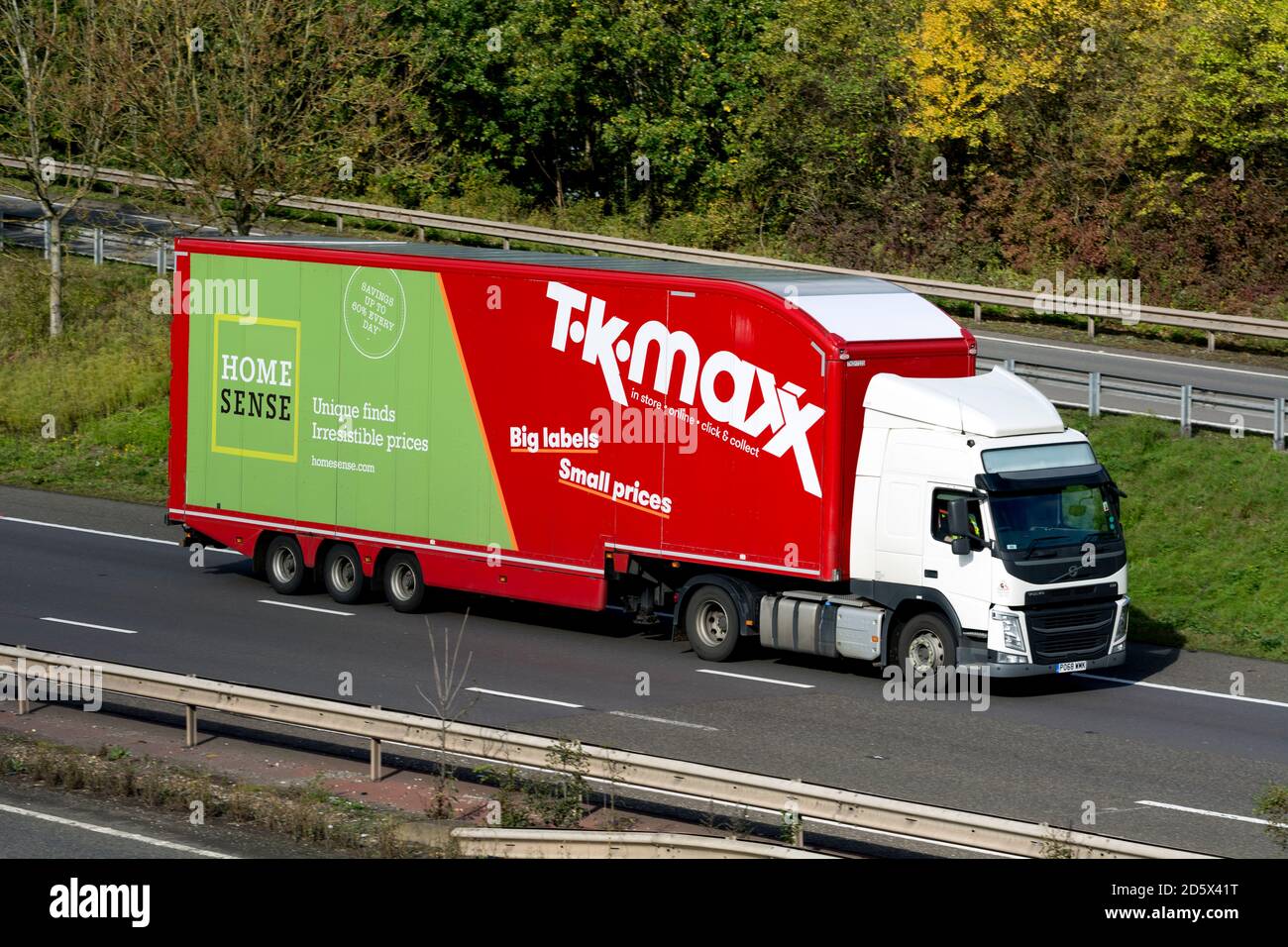 T. K. Maxx lorry on the M40 motorway, Warwickshire, UK Stock Photo