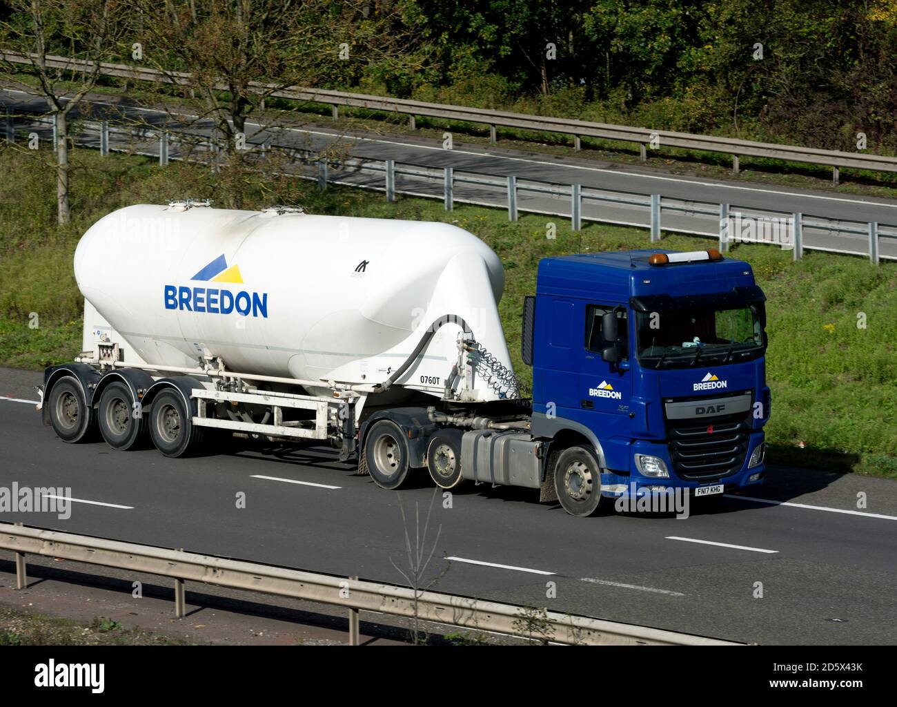 A Breedon tanker lorry on the M40 motorway, Warwickshire, UK Stock Photo