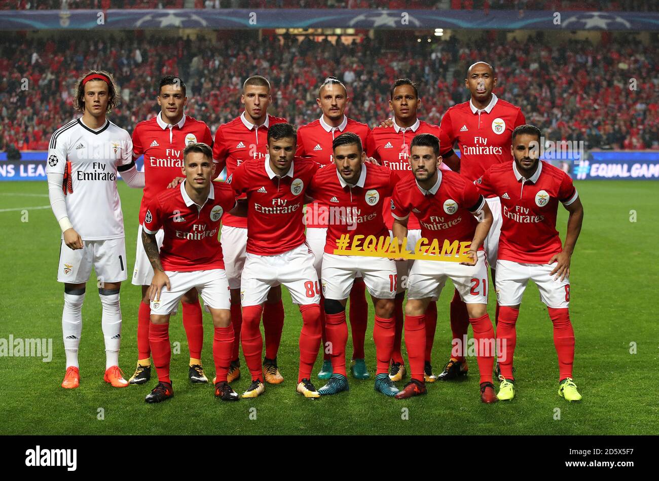 Back row, left to right, Benfica's Mile Svilar, Raul Jimenez, Ruben Dias, Ljubomir Fejsa, Carvalho Filipe Augusto and Anderson Luisao. Front row, left to right, Alex Grimaldo, Diogo Goncalves, Eduardo Salvio, Luis Pizzi and Pereira Douglas. Stock Photo