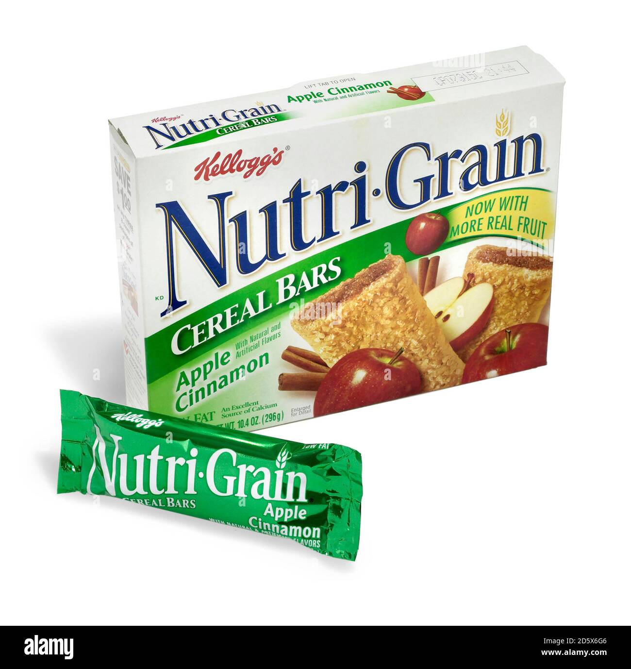 Box of apple cinnamon flavored Nutri grain cereal bars photographed on