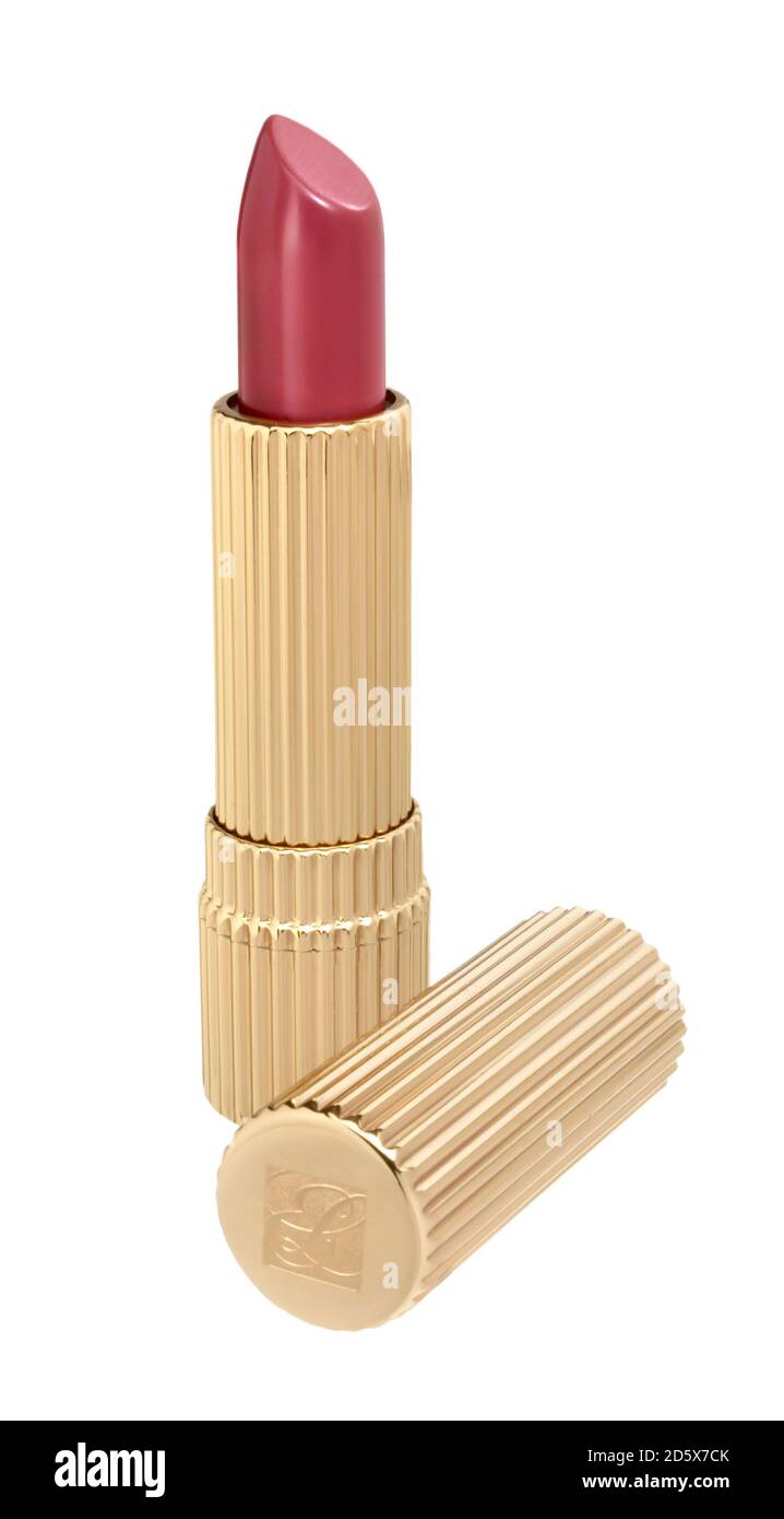 currant lipstick in a gold lipstick case photographed on a white background  Stock Photo - Alamy