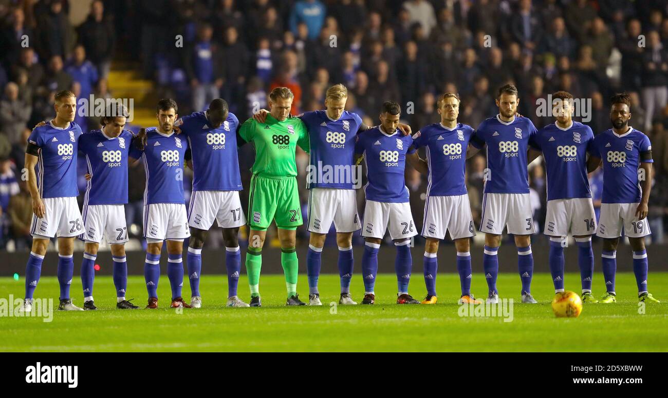 Birmingham City players line up ahead of the pitch Stock Photo Alamy