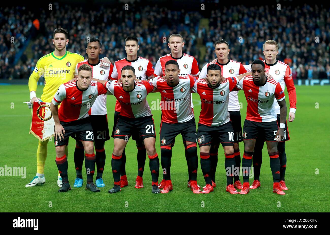 Feyenoord players pose for a photograph before kick-off Stock Photo
