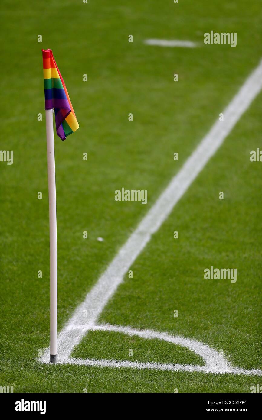 Rainbow corner flag at Sunderland's Stadium of light Stock Photo Alamy