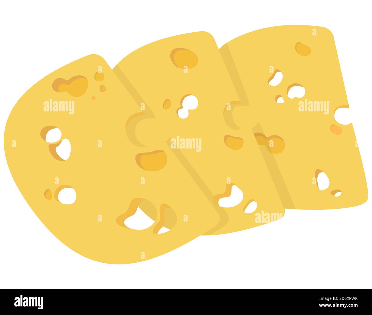 Pieces of cheese lying on top of each other. Milk product in cartoon ...