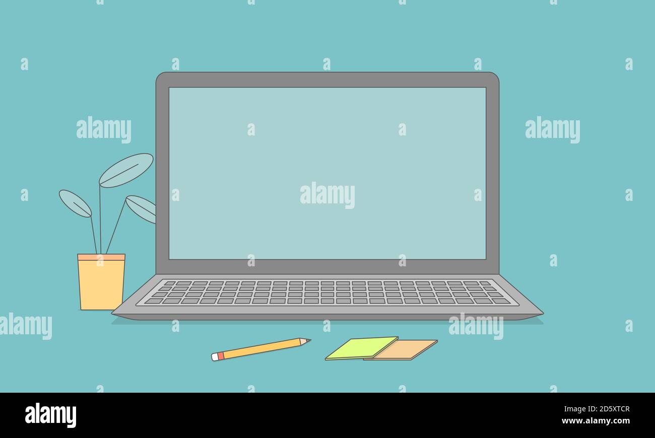 Laptop computer vector realistic illustration isolated on white ...