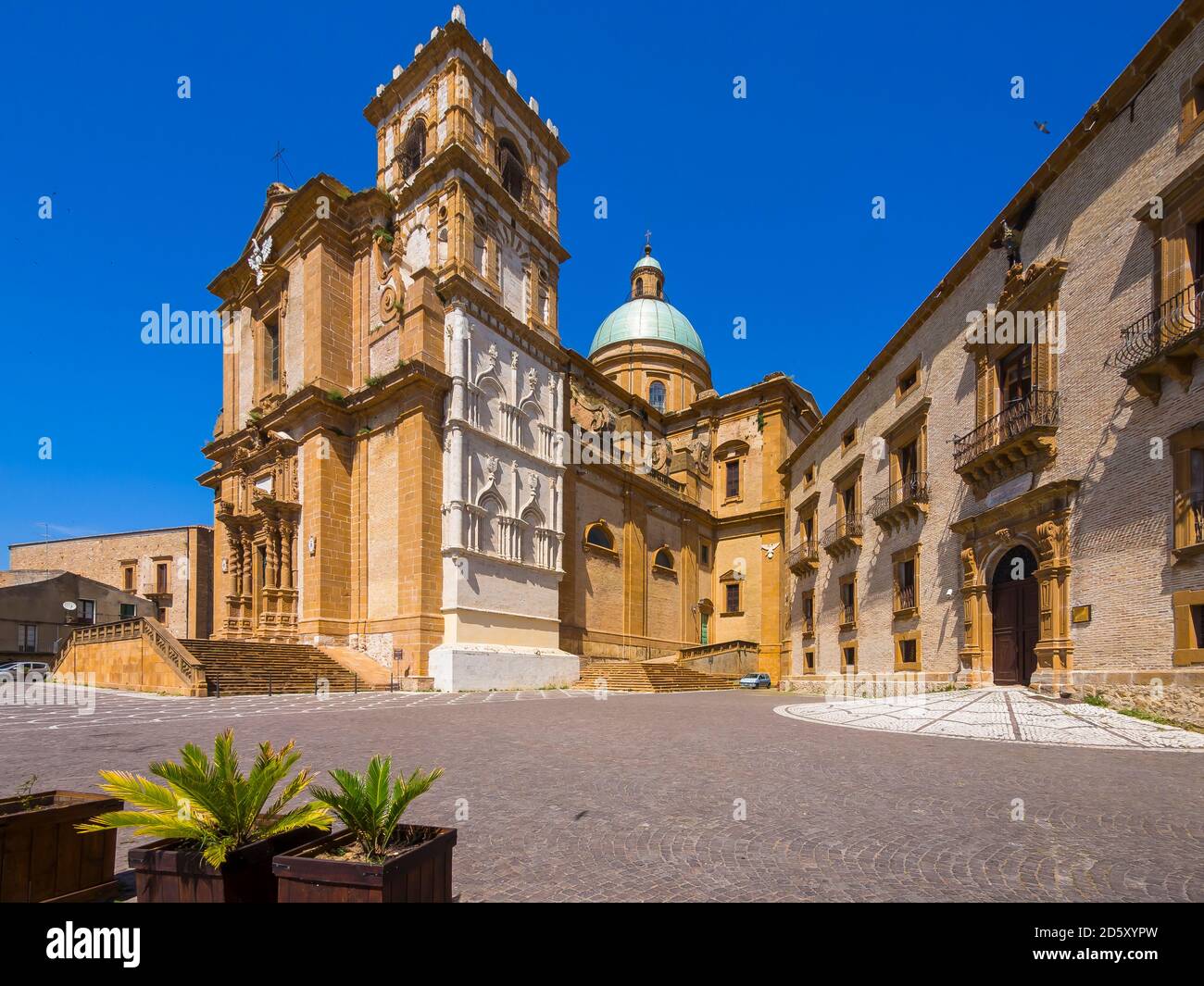 Italy, Sicily, Province of Enna, Piazza Armerina, Cathedral Maria Santissima Assunta at Piazza Duomo Stock Photo
