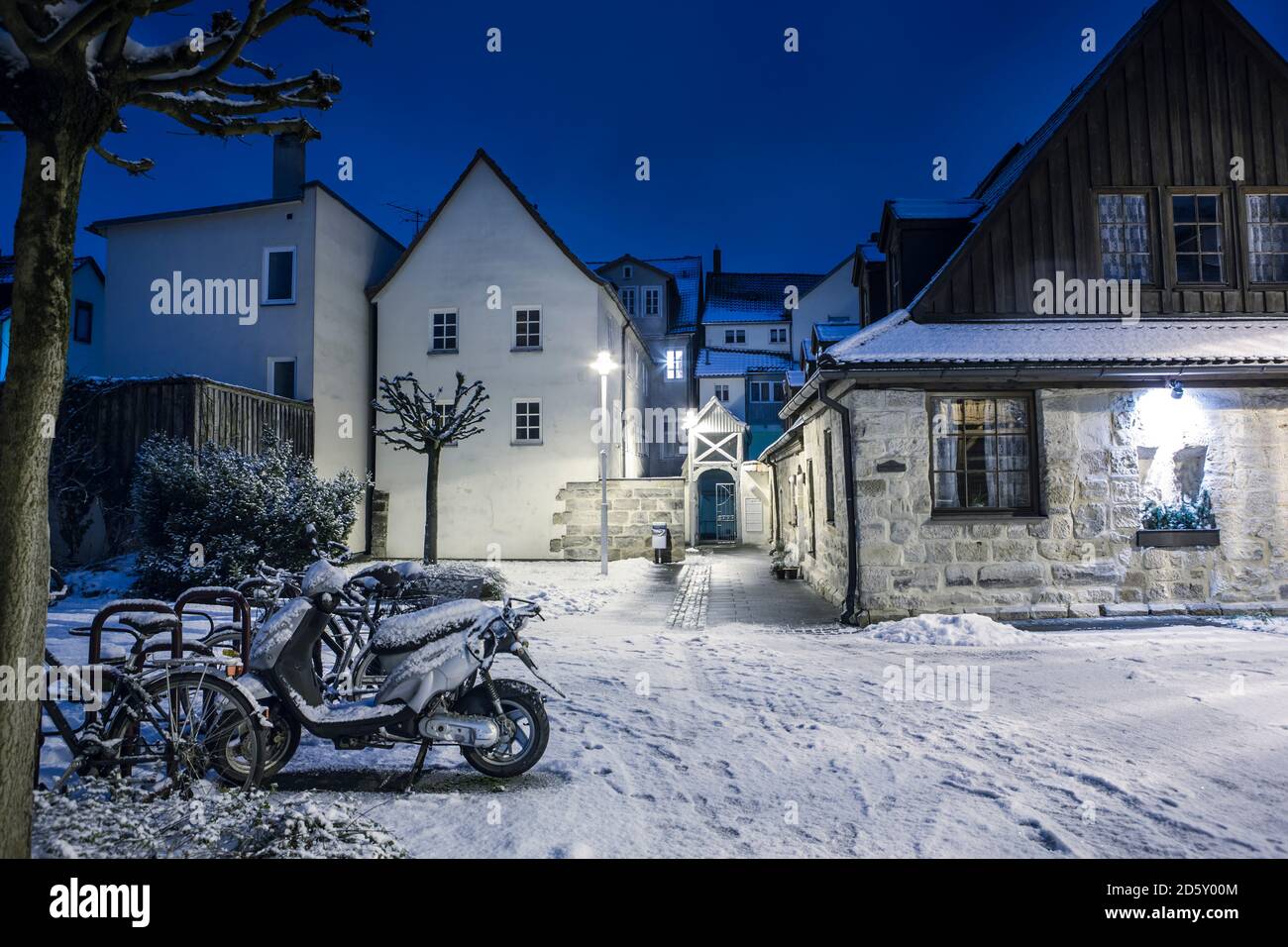 Germany, Bavaria, Coburg, Houses in winter Stock Photo