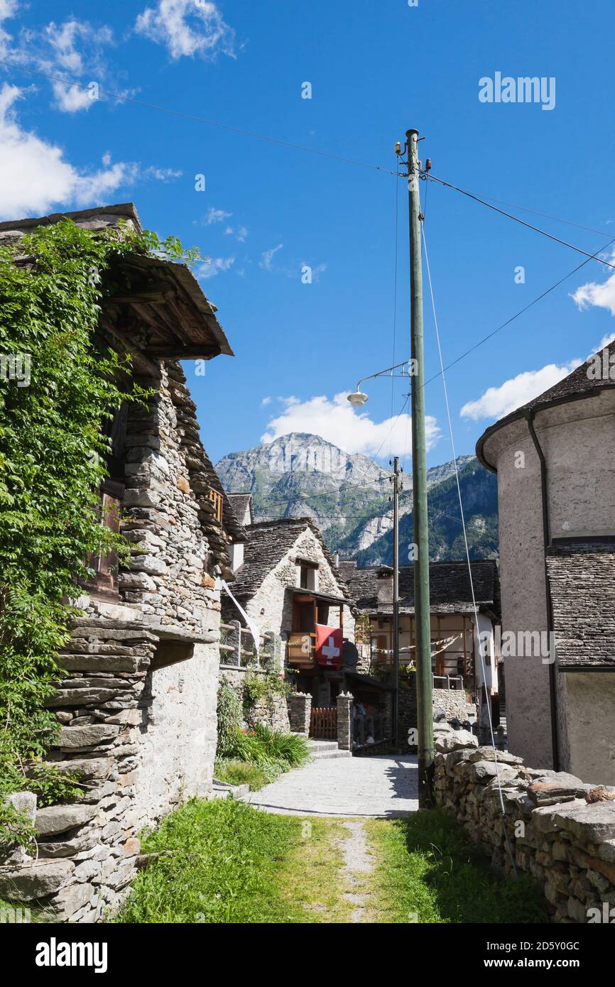 Switzerland, Tessin, Val Verzasca, Sonogno Stock Photo