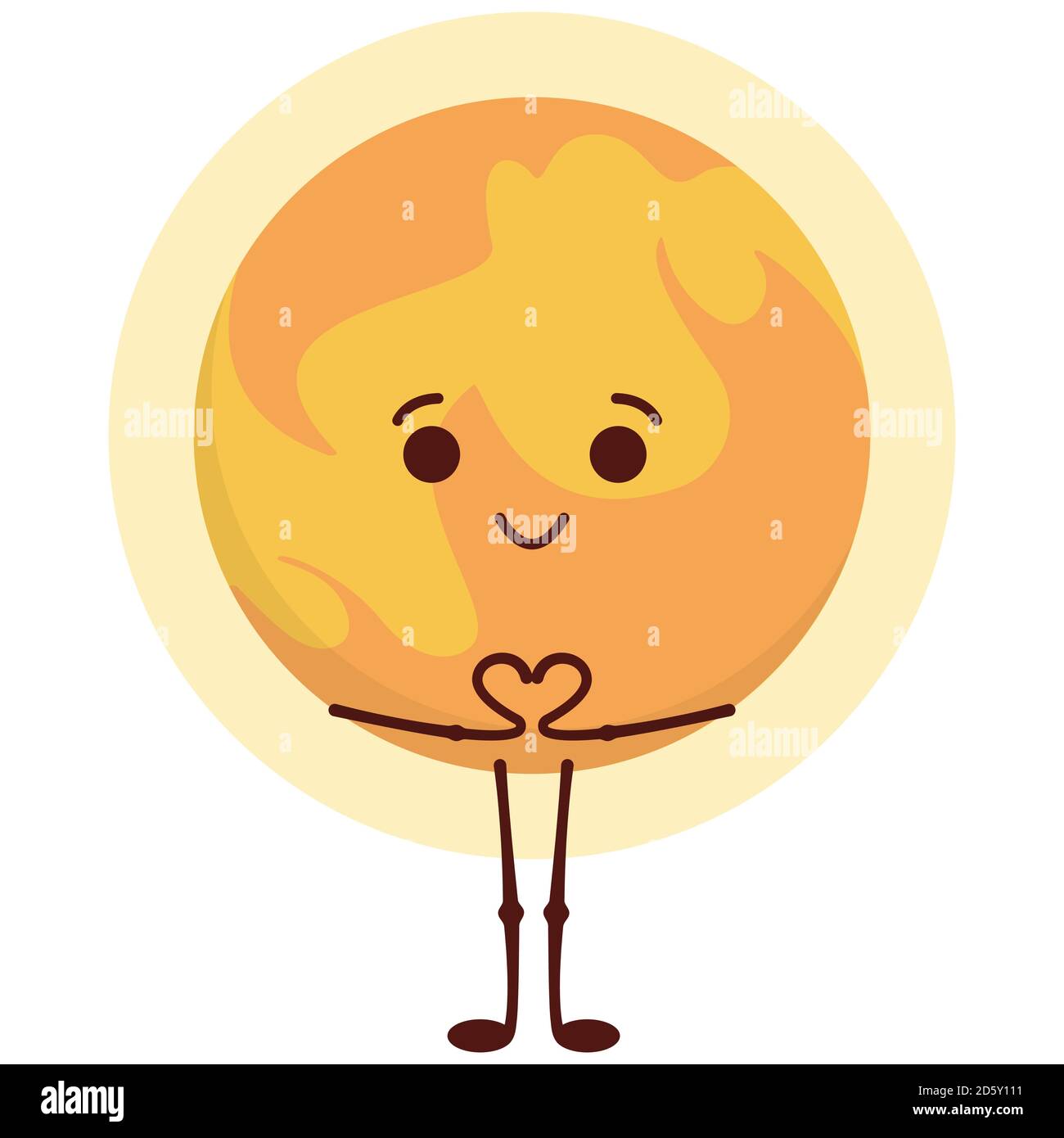 Sun in cartoon style. Cute space character. Stock Vector
