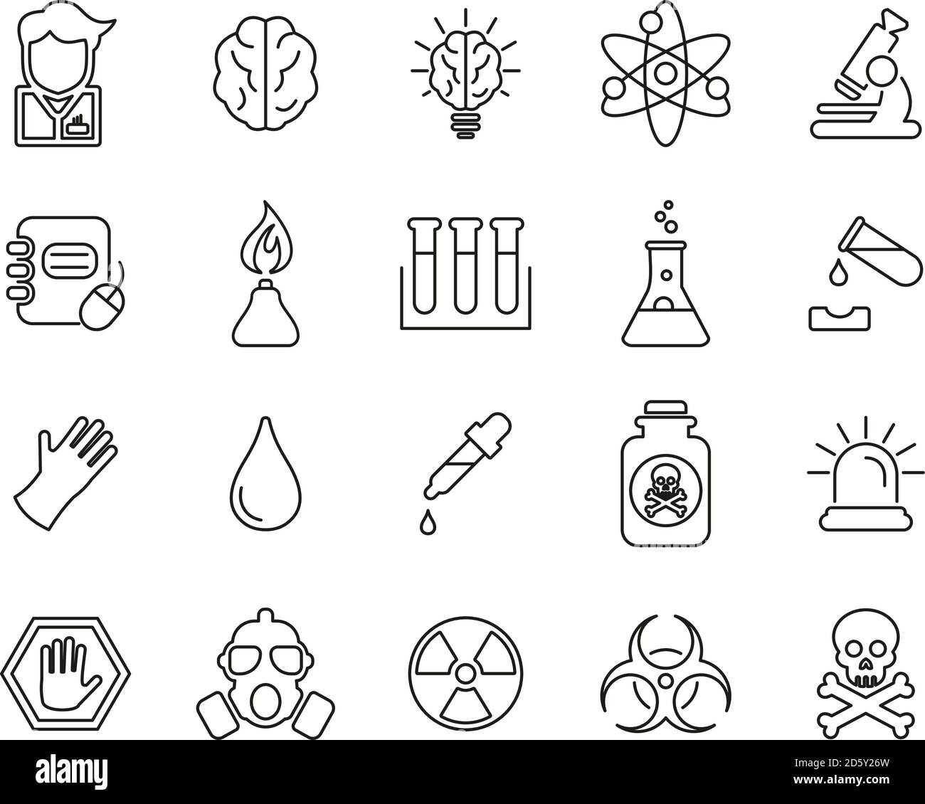 Chemistry Or Chemist Icons Thin Line Set Big Stock Vector