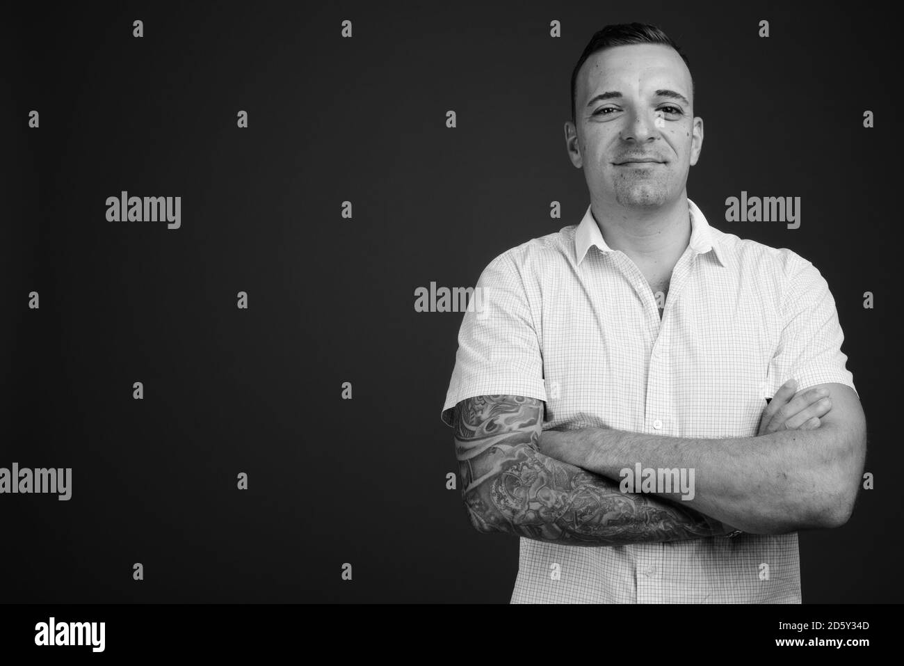 Man white background white shirt Black and White Stock Photos & Images ...