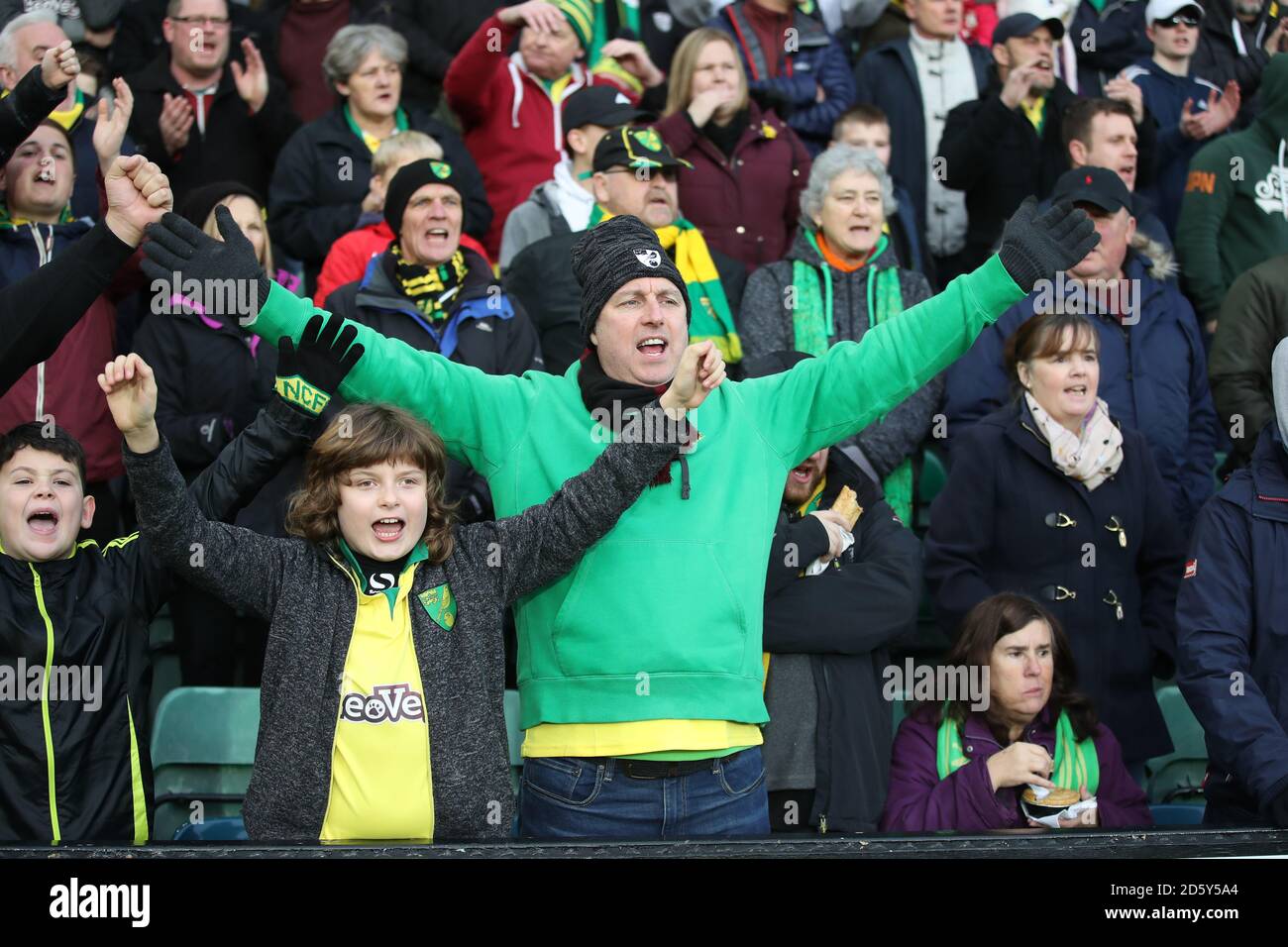 Norwich City fans sing during the Sky Bet Championship match at Carrow ...