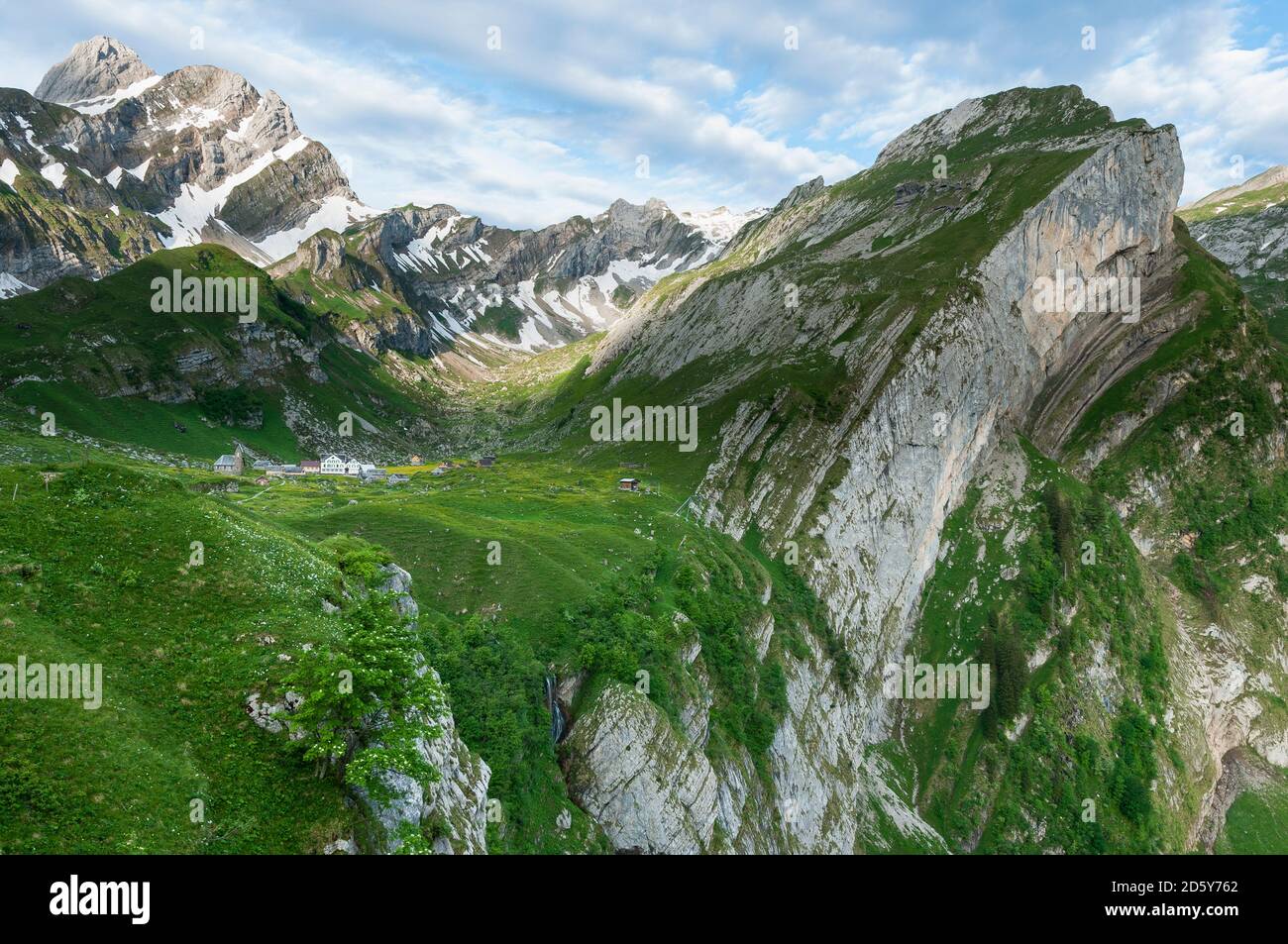 Switzerland, Canton of Appenzell Innerrhoden, View to alpine pasture Meglisalp Stock Photo