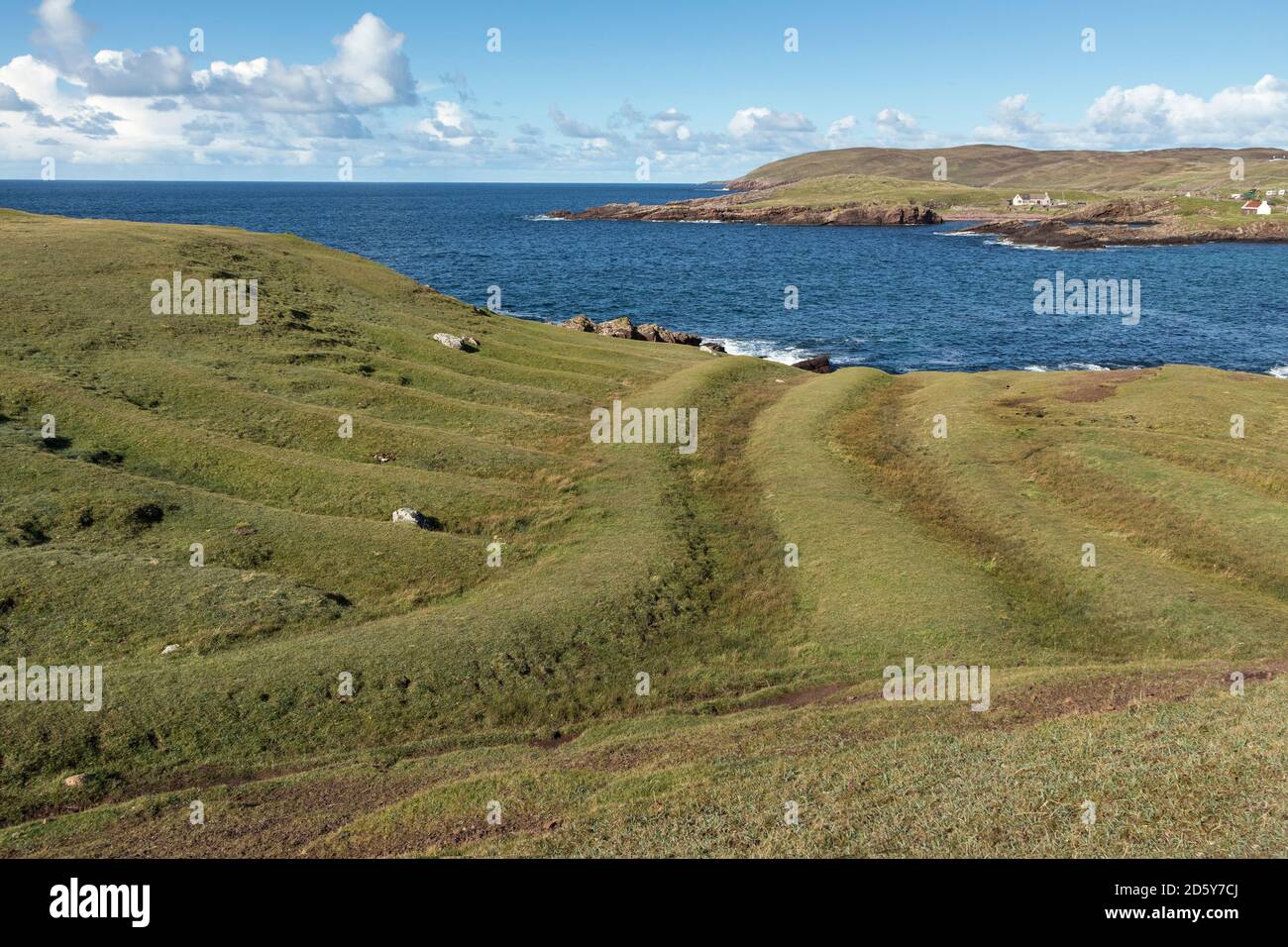 Abandoned Run-rig Strips, an Early System of Land Tenure and Cultivation Visible at Clachtoll, Assynt, NW Highlands, Scotland, UK Stock Photo