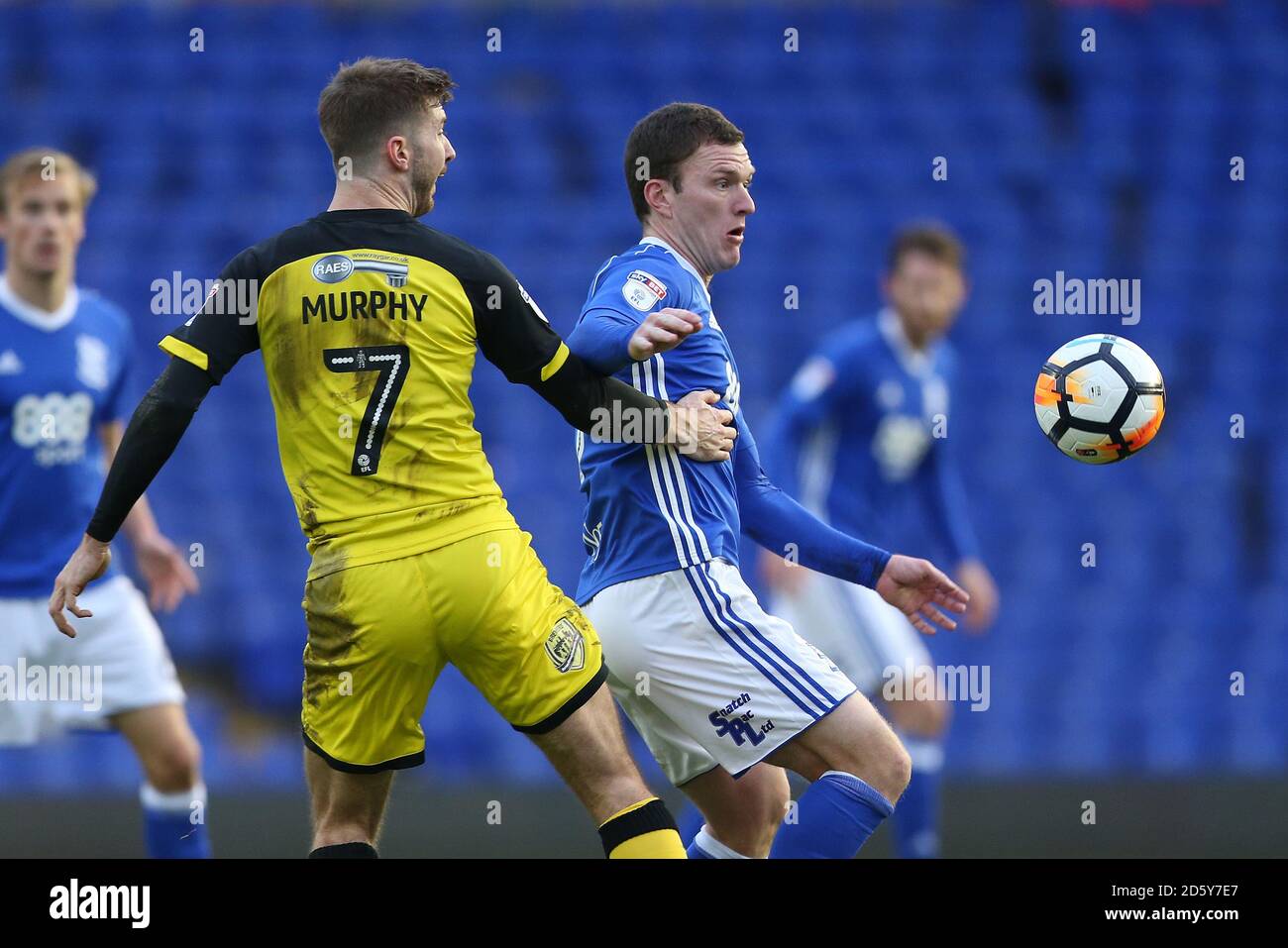 Birmingham City's Craig Gardner and Burton Albion's Luke Murphy  during the match at St Andrew's Stock Photo