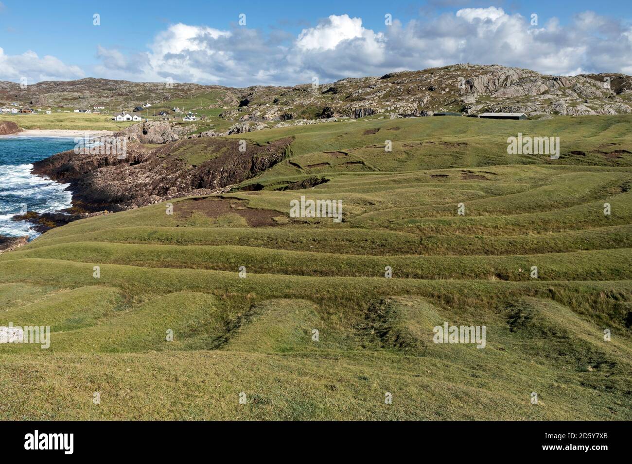 Abandoned Run-rig Strips, an Early System of Land Tenure and Cultivation Visible at Clachtoll, Assynt, NW Highlands, Scotland, UK Stock Photo
