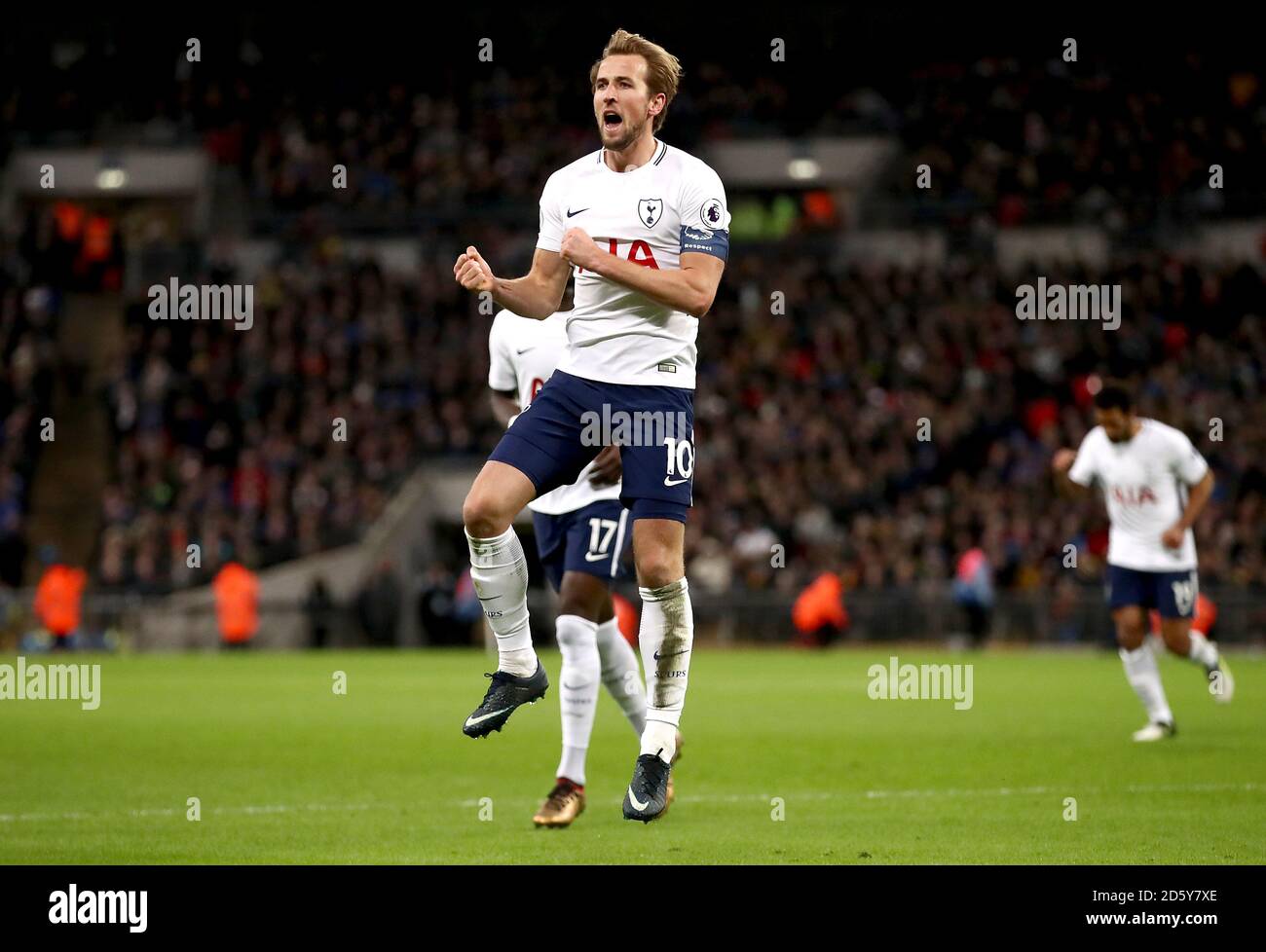 Tottenham Hotspur's Harry Kane celebrates scoring his side's first and