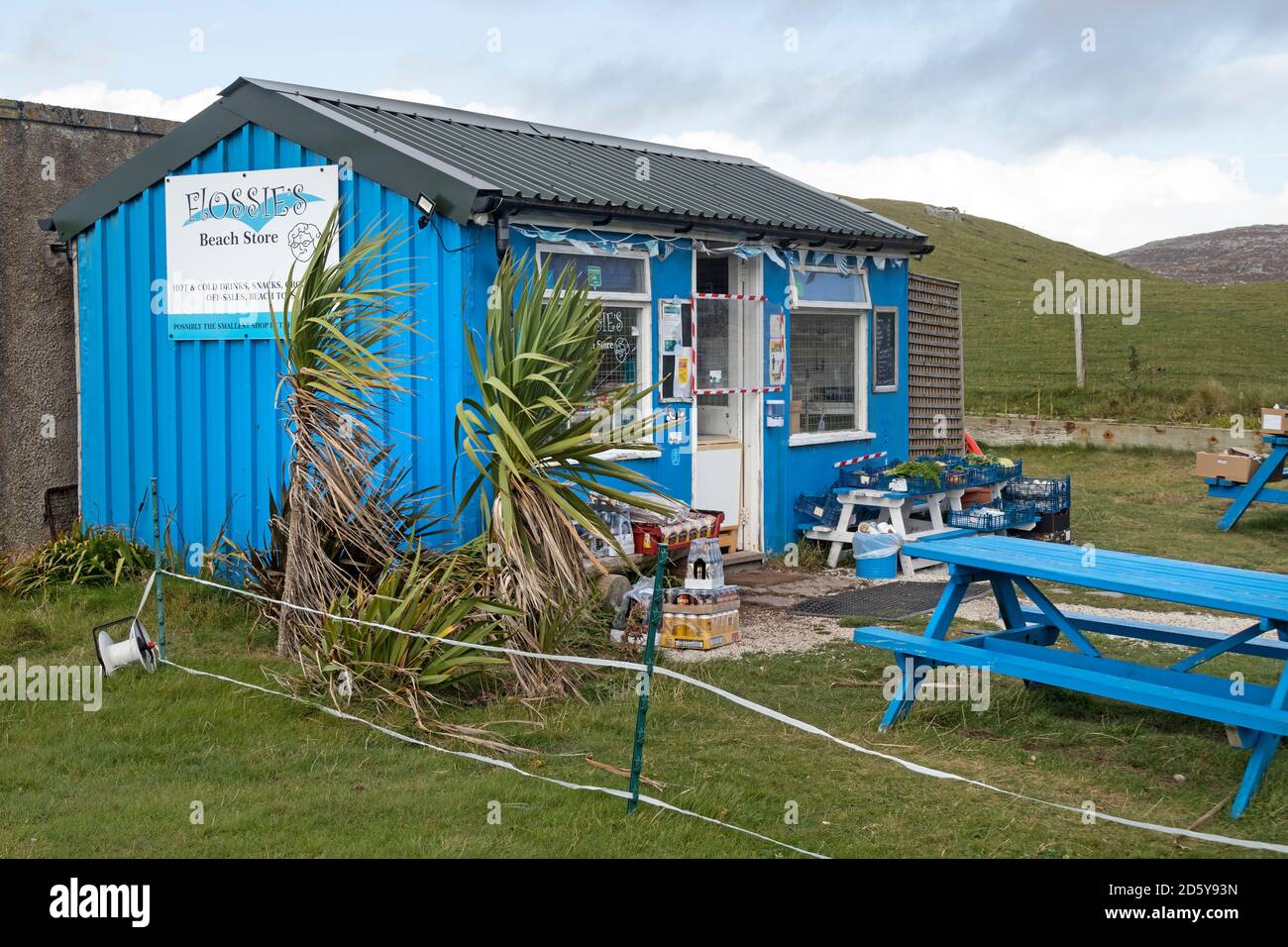 Flossie’s Beach Store During the Covid 19 Pandemic, a Popular Little Shop in Small Crofting Community of Clachtoll, Assynt, NW Highlands, Scotland, UK Stock Photo