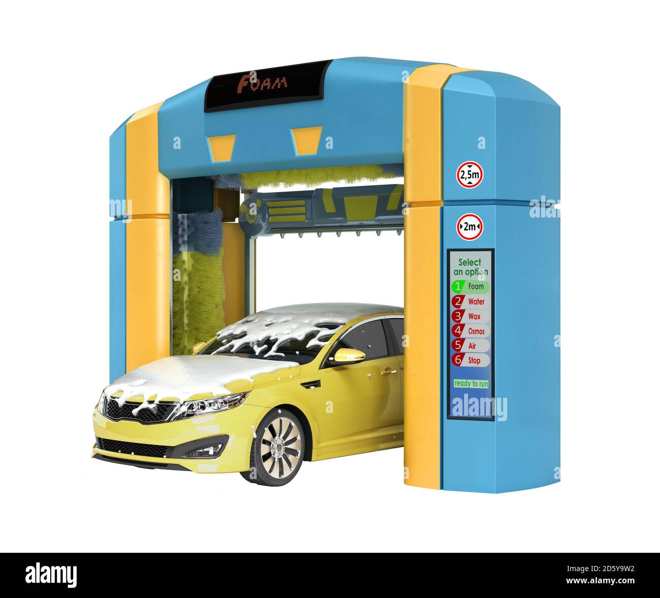 automatic car wash presentation concept car covered in foam inside a