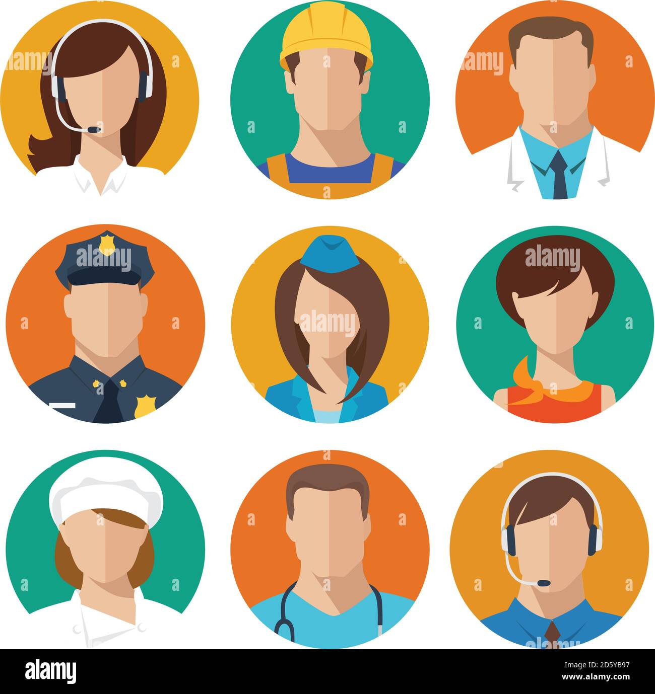 Set of nine different professions male and female avatars Stock Vector ...
