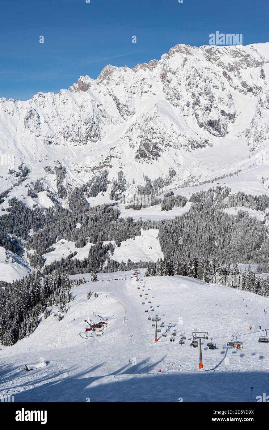 Austria, ski area Muehlbach-Hochkoenig in winter Stock Photo