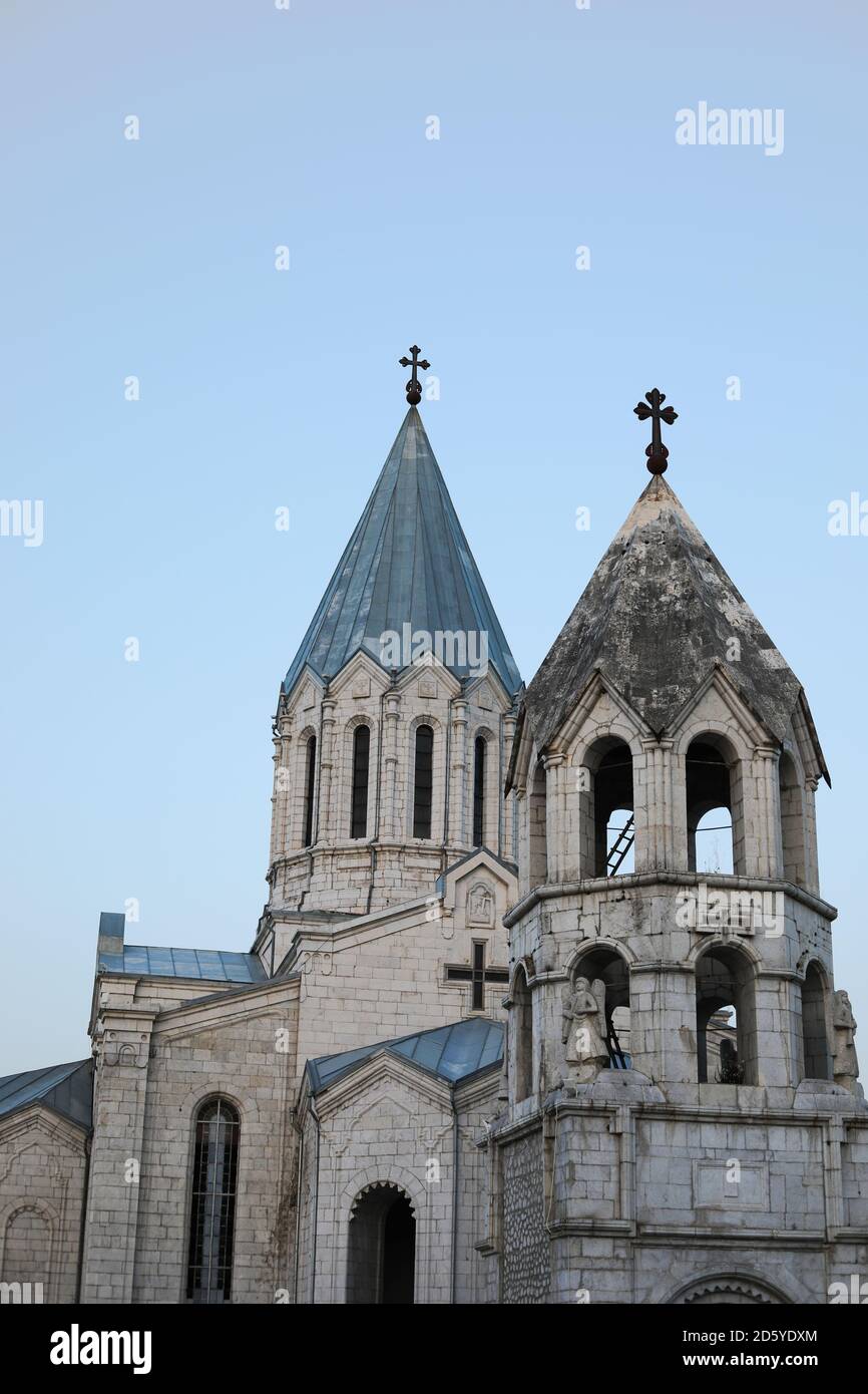 Holy Savior Cathedral or Ghazanchetsots Cathedral in Shusha (Shushi) Stock Photo