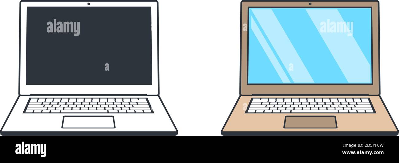 Abstarct open laptop - vintage vector illustration Stock Vector