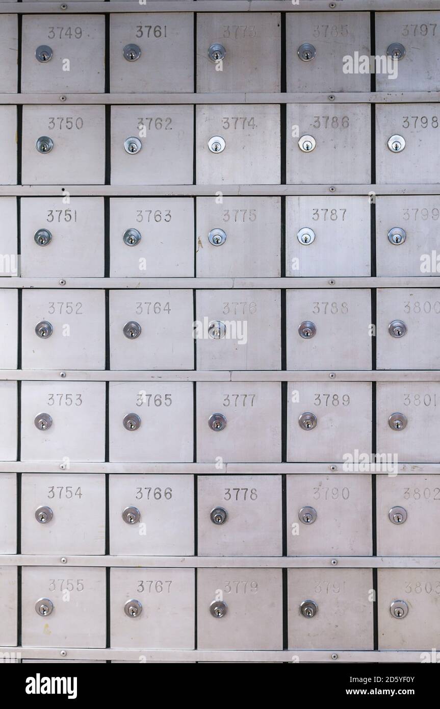 Safety deposit boxes in a bank Stock Photo Alamy