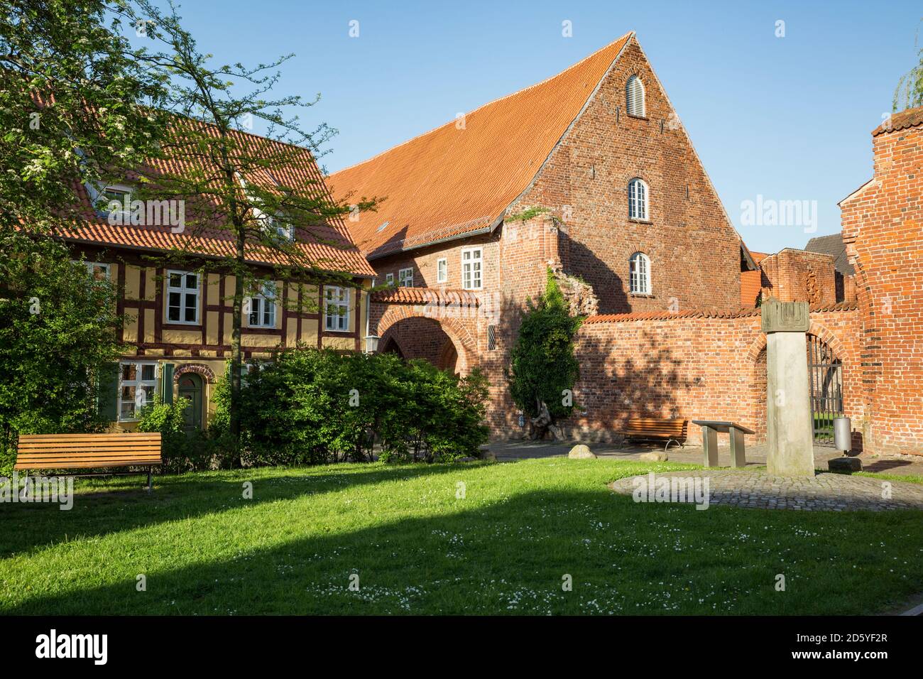 Germany, Mecklenburg-Western Pomerania, Stralsund, former Franciscan Monastery, half-timbered house Stock Photo