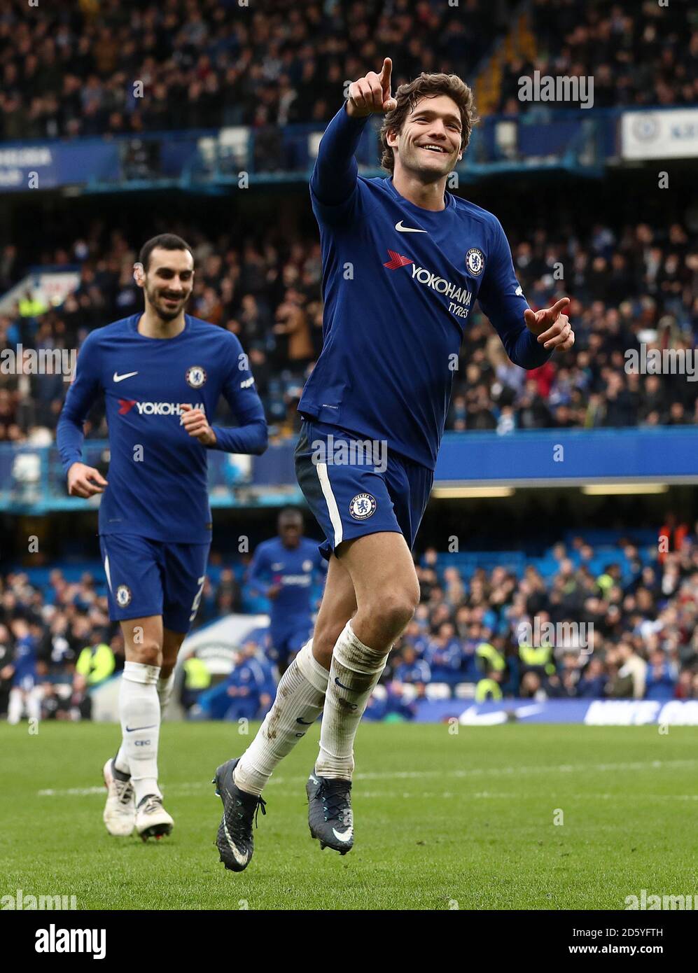 Alonso Goal Chelsea's Marcos Alonso celebrates scoring his side's third goal from a ...