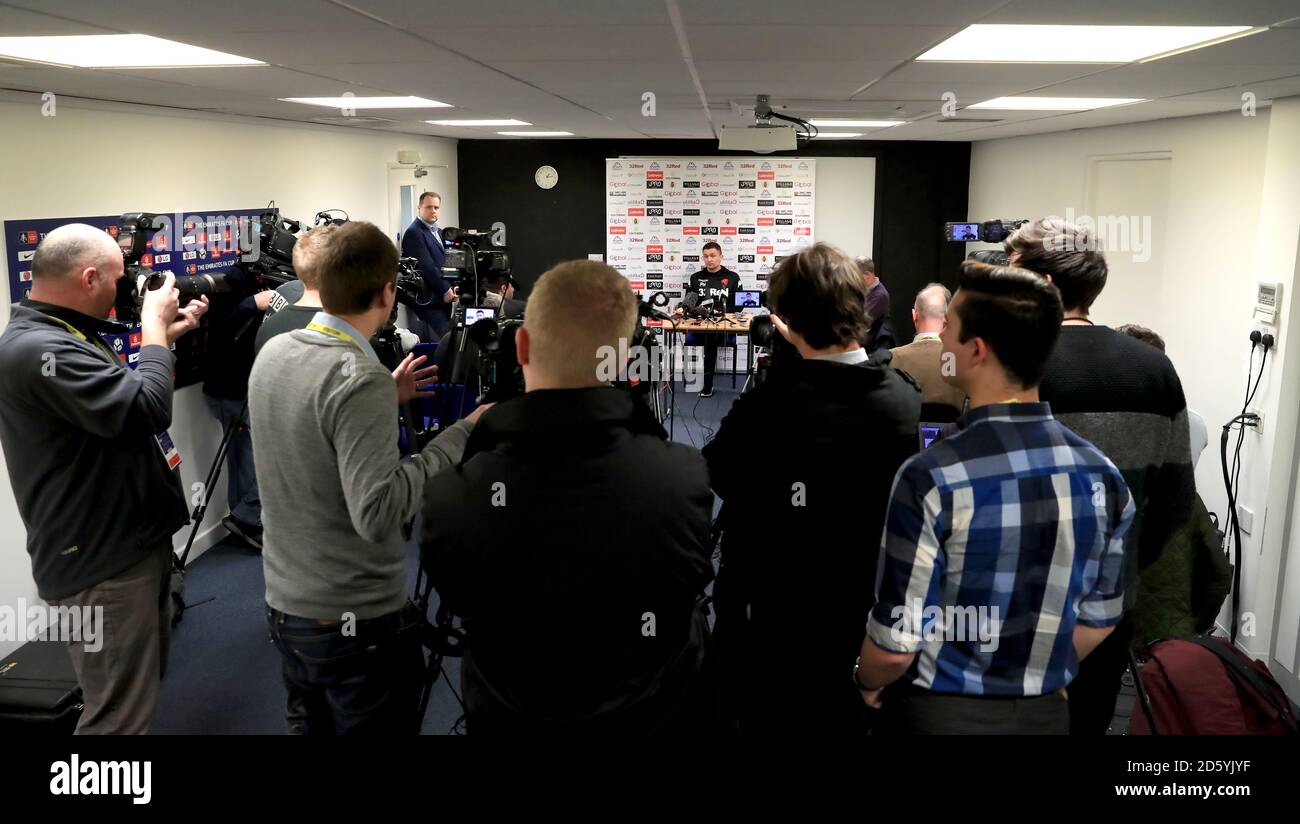 Leeds United new manager Paul Heckingbottom during the press conference at Thorp Arch Training