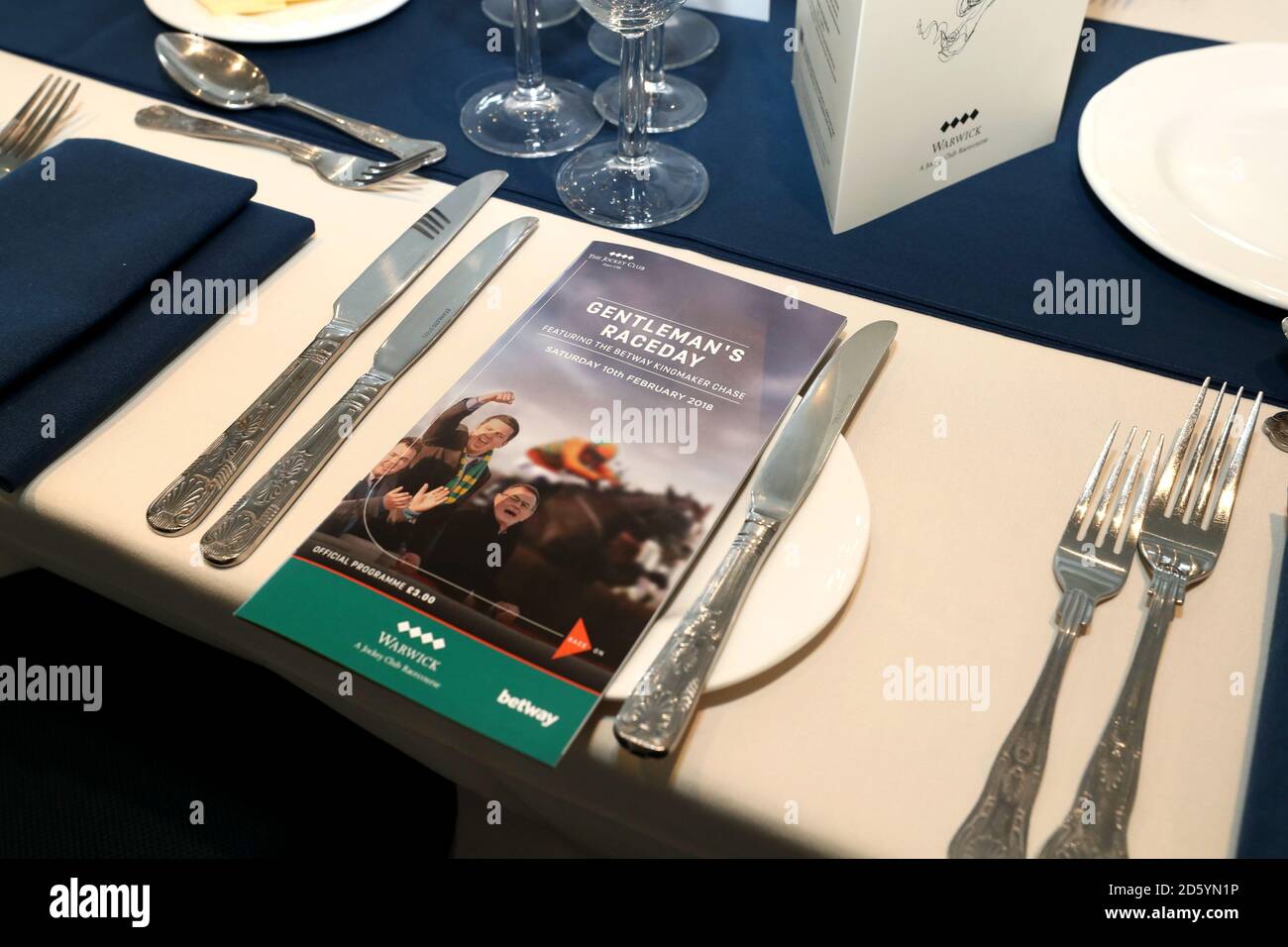 A general view of the Kingmaker Suite during Gentlemen's Raceday at Warwick Racecourse Stock Photo