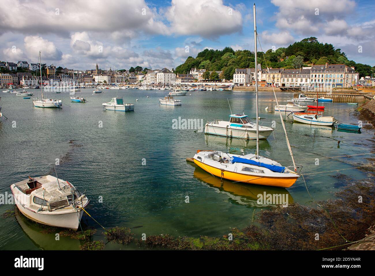 France, Brittany, Audierne, Boats at harbour Stock Photo
