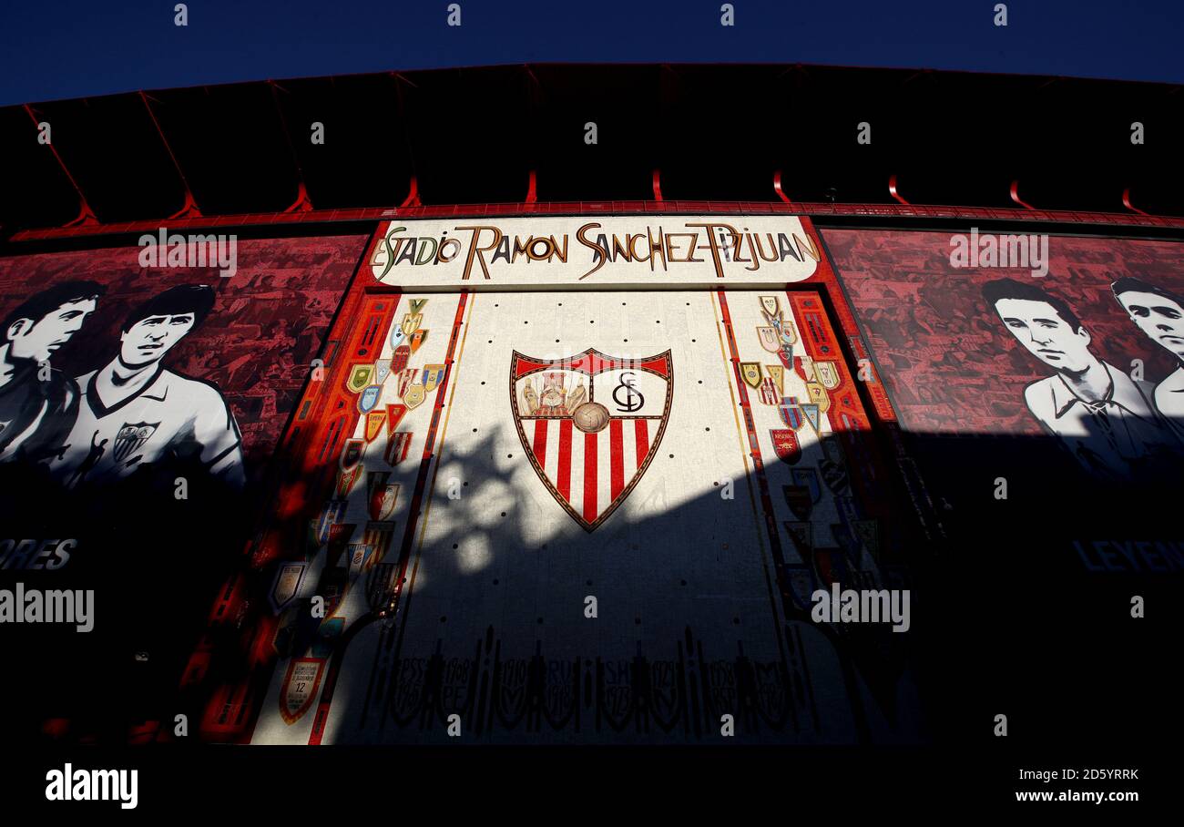 A general view of the Ramon Sanchez Pizjuan Stadium before the match begins Stock Photo