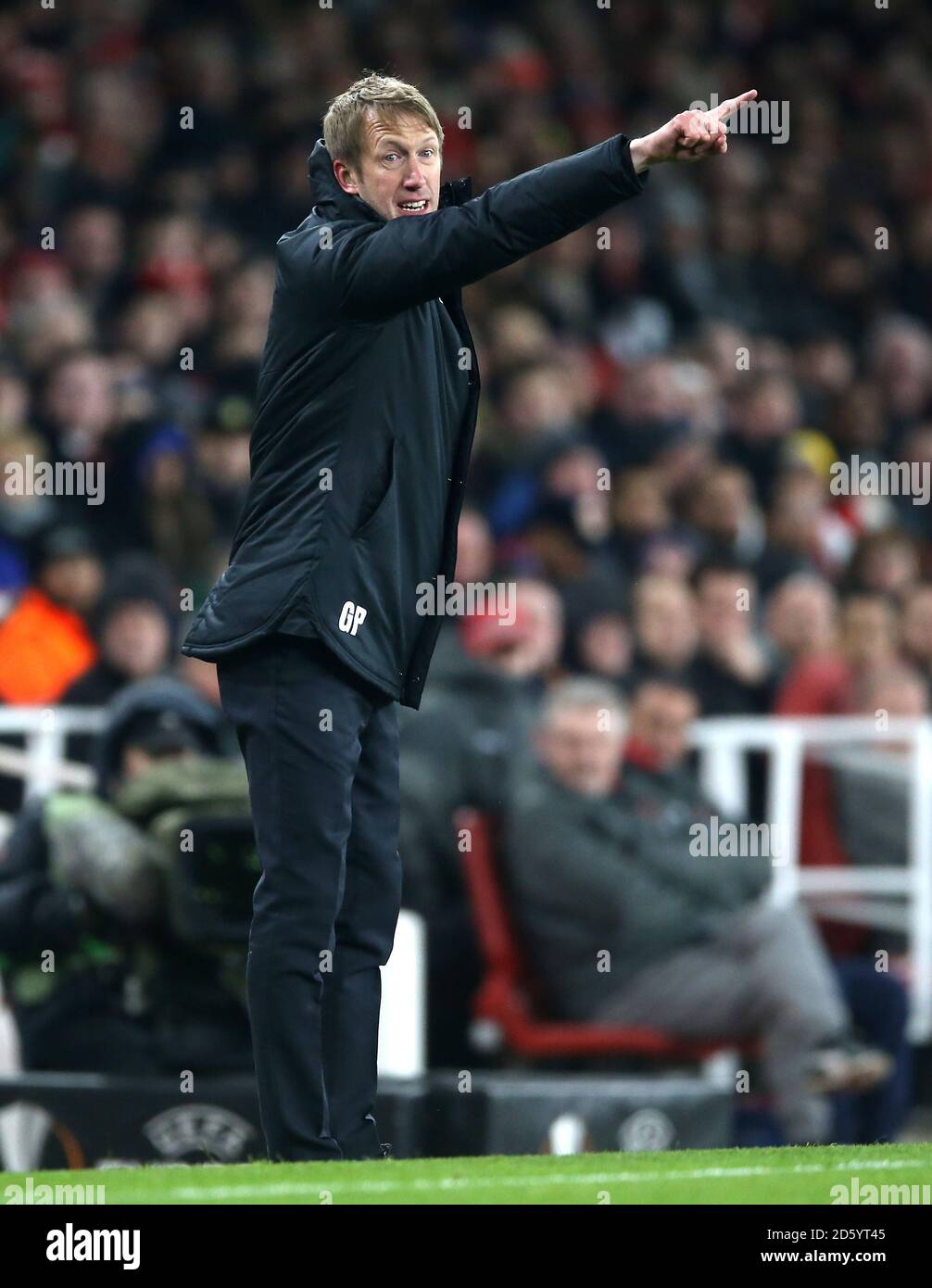 Ostersunds FK manager Graham Potter gestures on the touchline Stock Photo