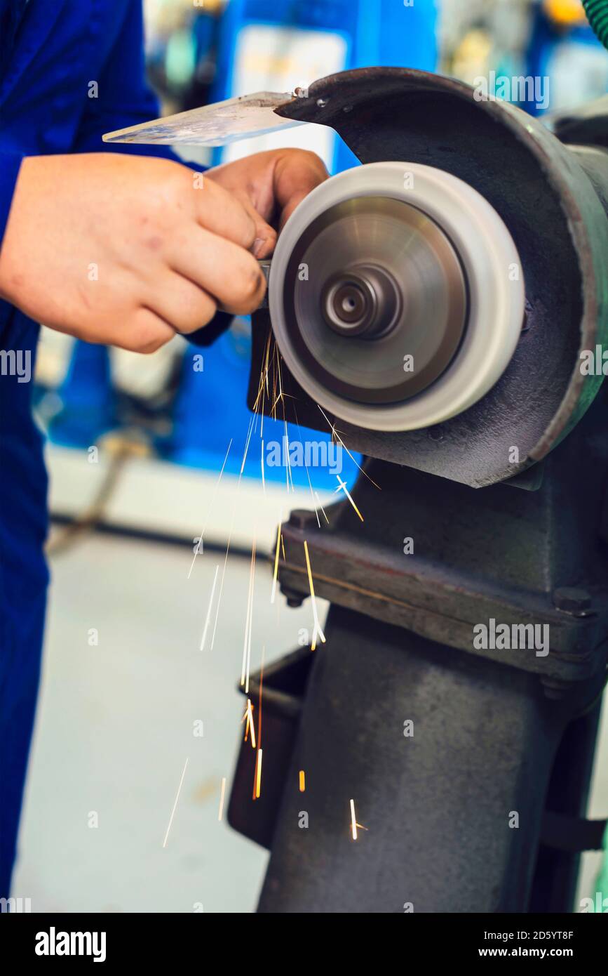 Metal grinder at work Stock Photo Alamy